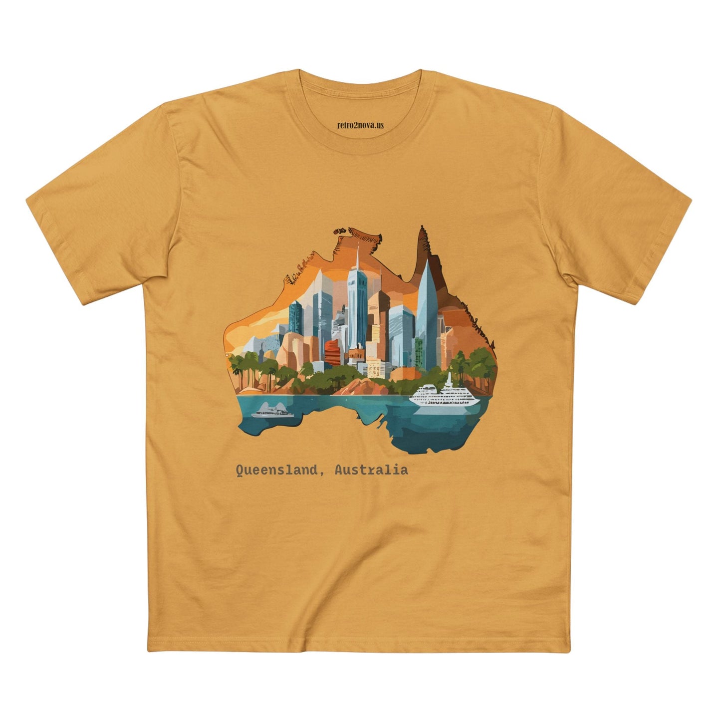 Retro2Nova Australia Travel Shirt Unisex Premium Cotton Tee With Original Art Design