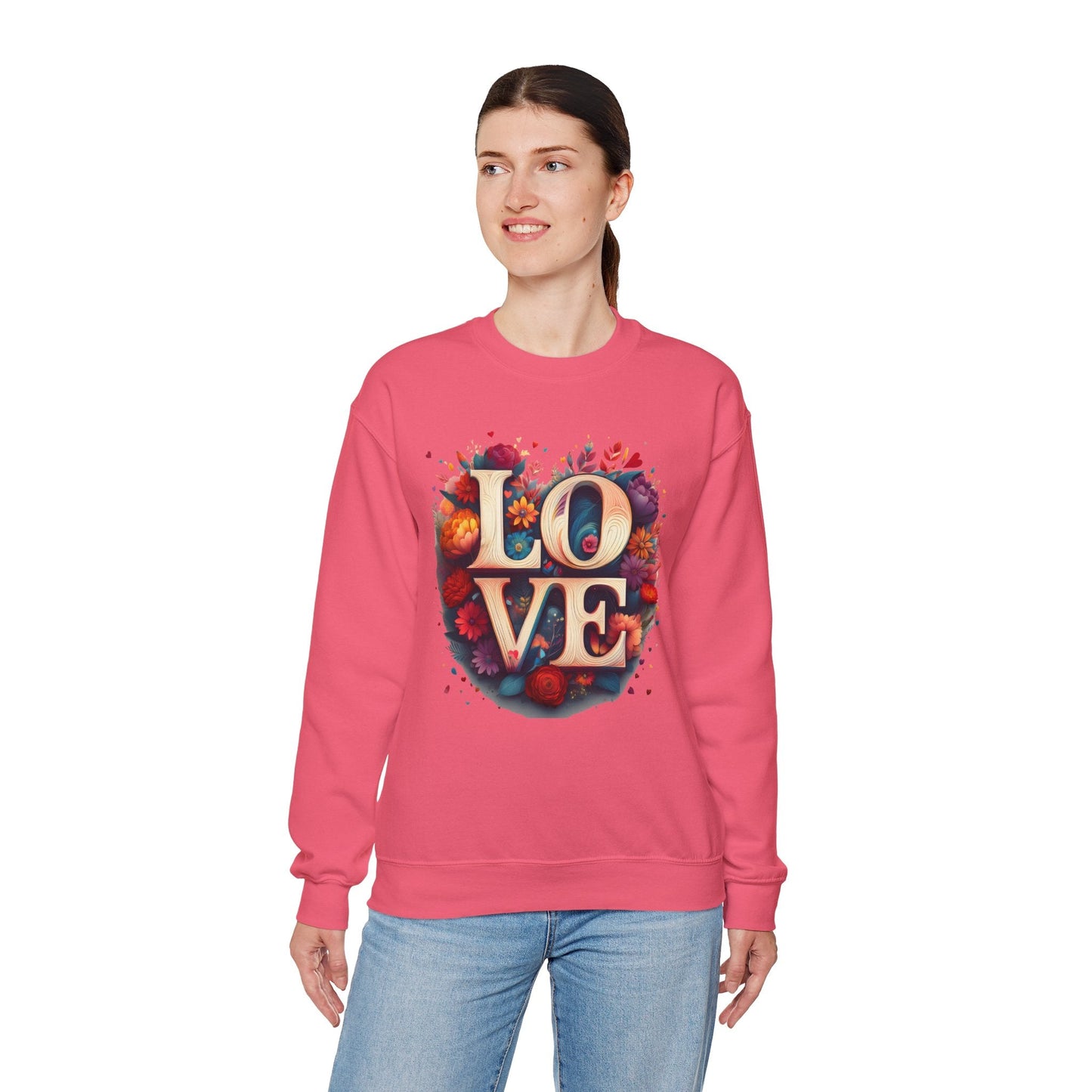 Floral Love Sweatshirt Unisex Valentines Day Gift Love Flower Crewneck Sweatshirt