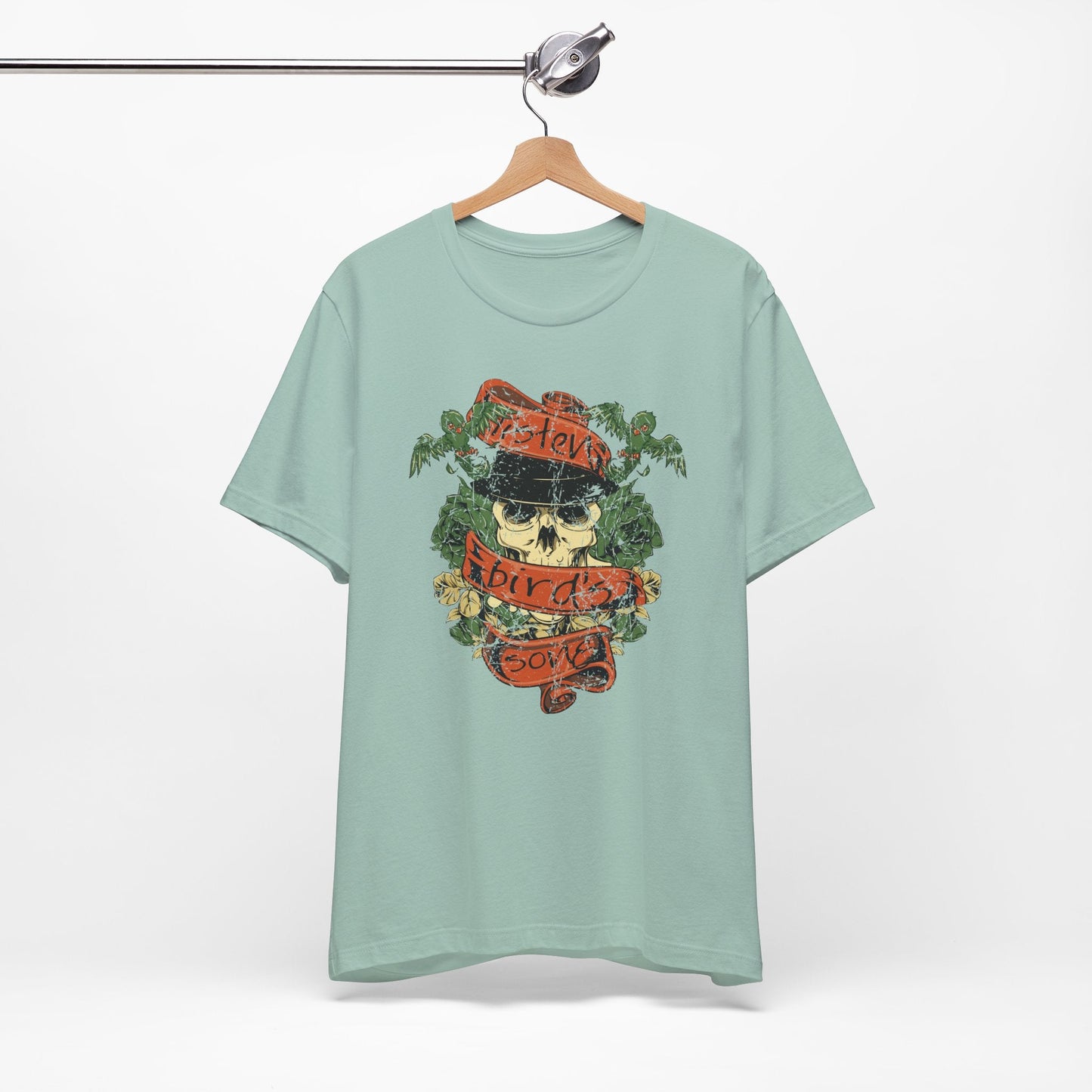 Skull Floral Tattoo Style Graphic Design Unisex Cotton T-Shirt Art-38