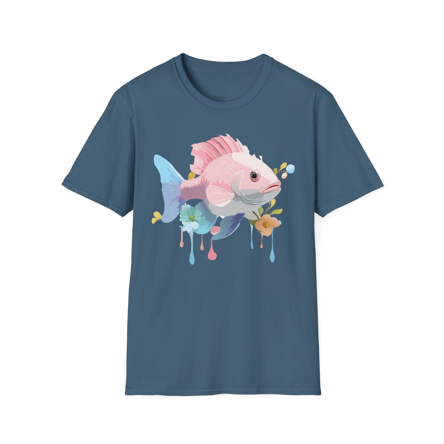 Fish Art Design Shirt Unisex Graphic Tee With Fish Illustration Gildan Softstyle 64000