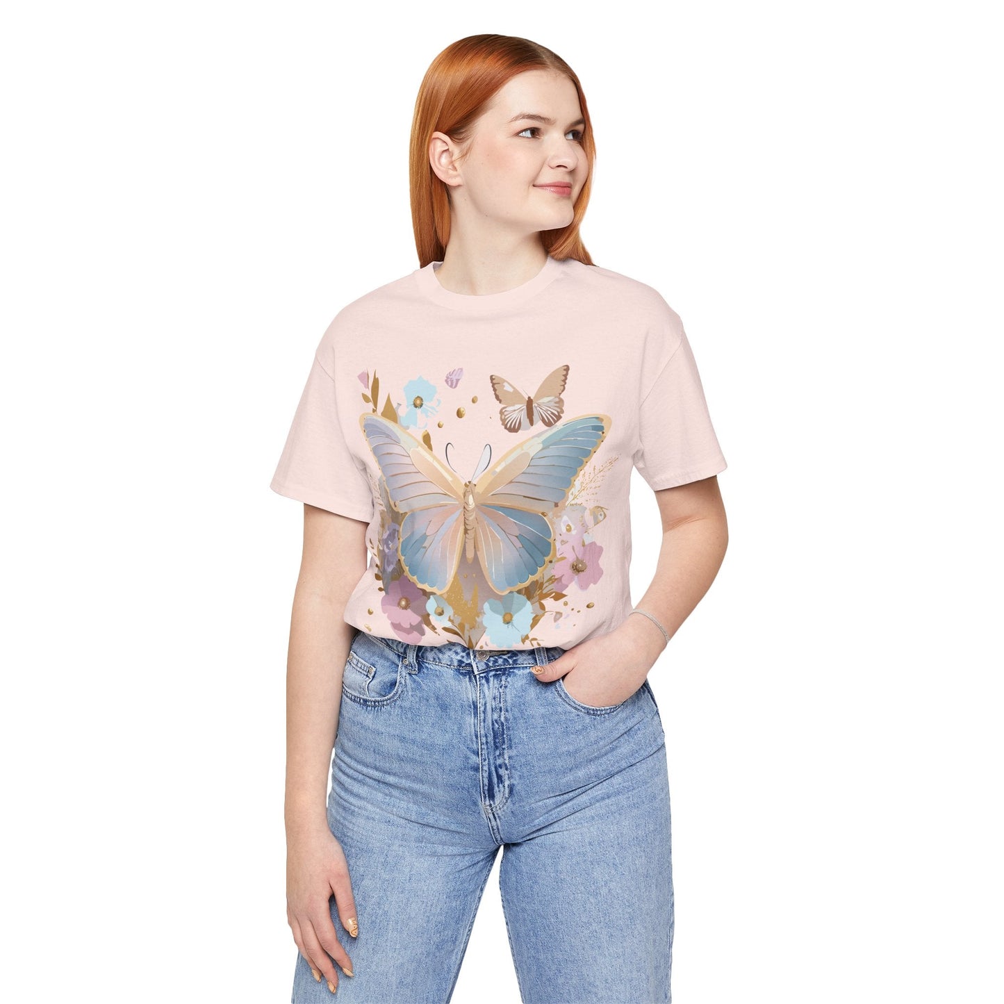 Butterfly Graphic Unisex 100 Cotton Lightweight Vintage Floral Design Jersey Tee 11