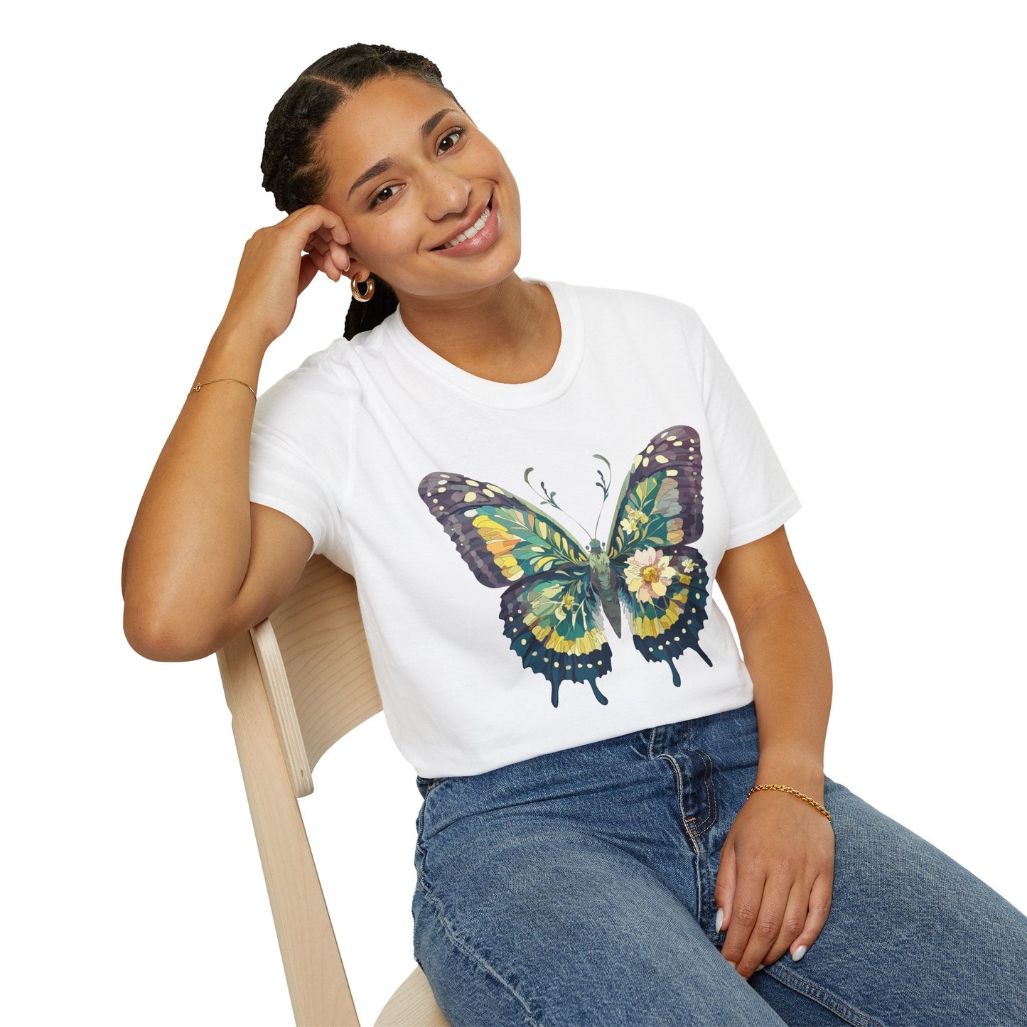 Butterfly Shirt Unisex Monarch Print T Shirt Gildan Softstyle 64000 Lightweight Tee