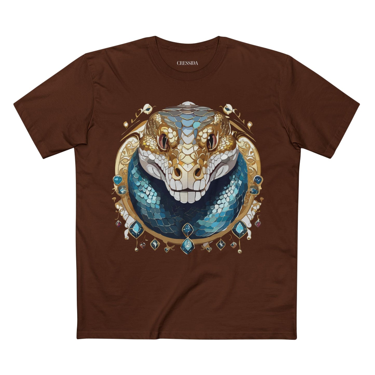 Snake Graphic Unisex 100 Cotton Tee With Unique Animal Golden Medallion Art Design 43