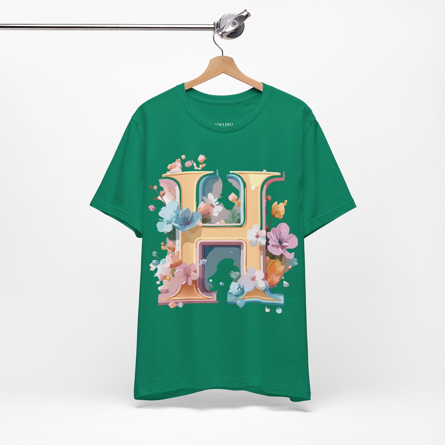Letter H Graphic Tee Unisex Short Sleeve Shirt By Adelpha Featuring Vintage Inspired Artwork