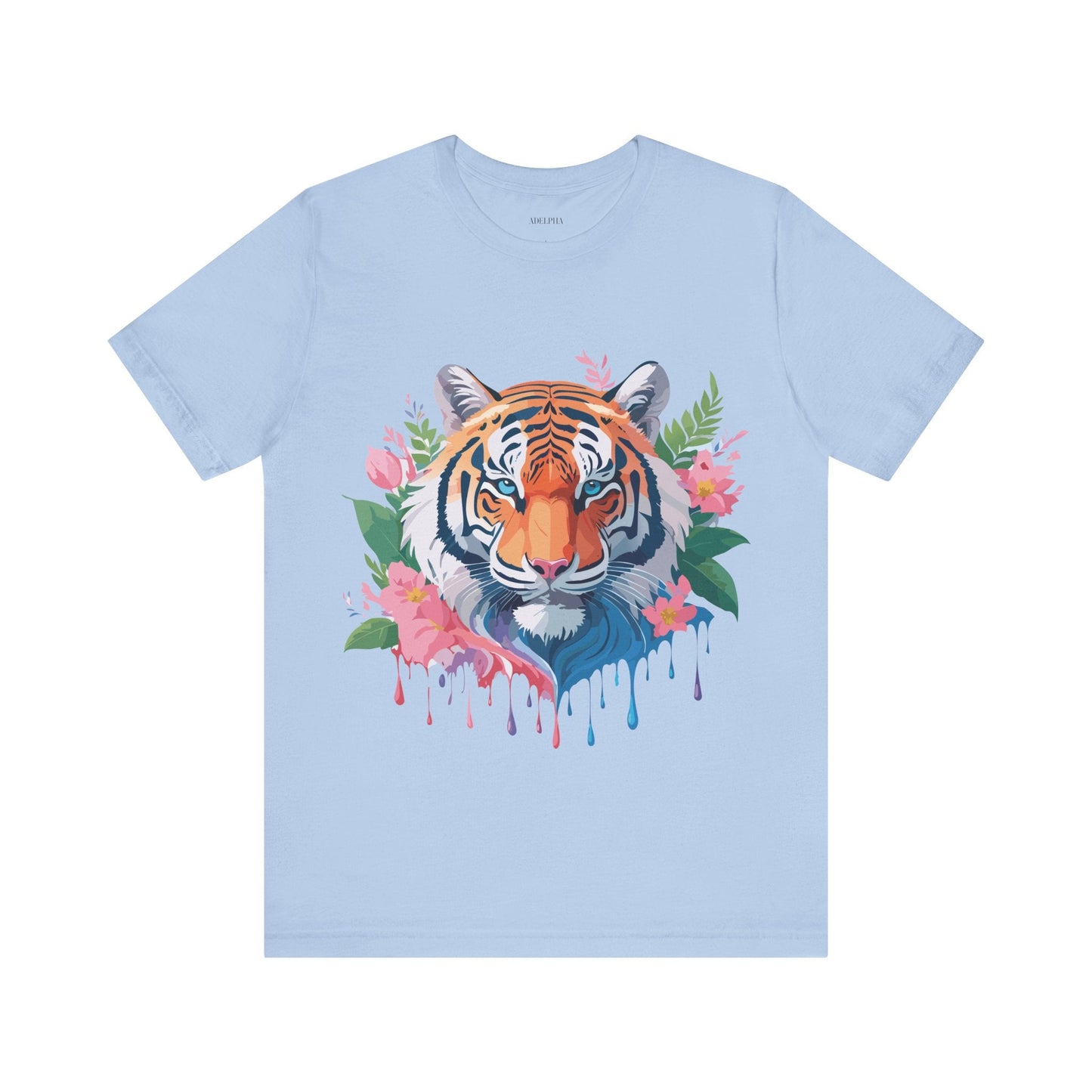 Tiger Graphic Tee Unisex Short Sleeve Shirt With Vintage Inspired Artwork By Adelpha