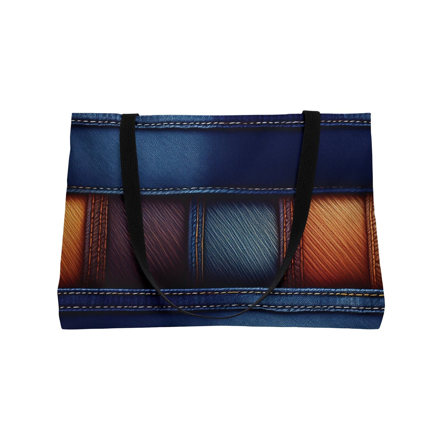 Denim Print Weekender Bag High-Quality 100% Spun Polyester 24x13 Canvas Bag 8