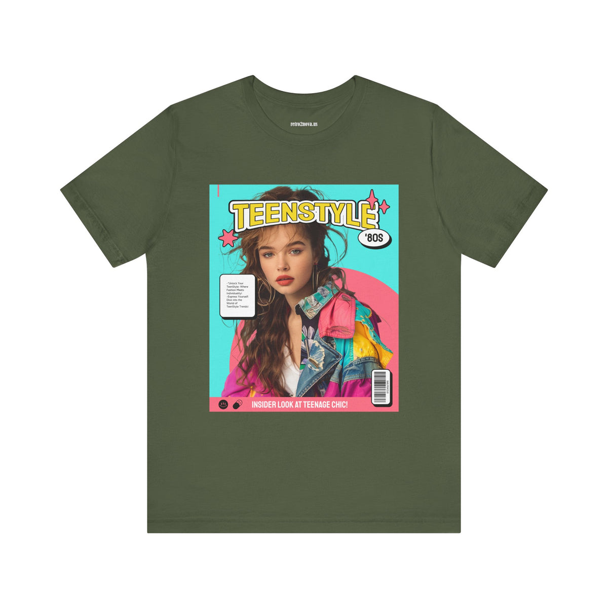 Magazine Cover Graphic Unisex Cotton Bella+Canvas Tee with Retro Poster Design ab114