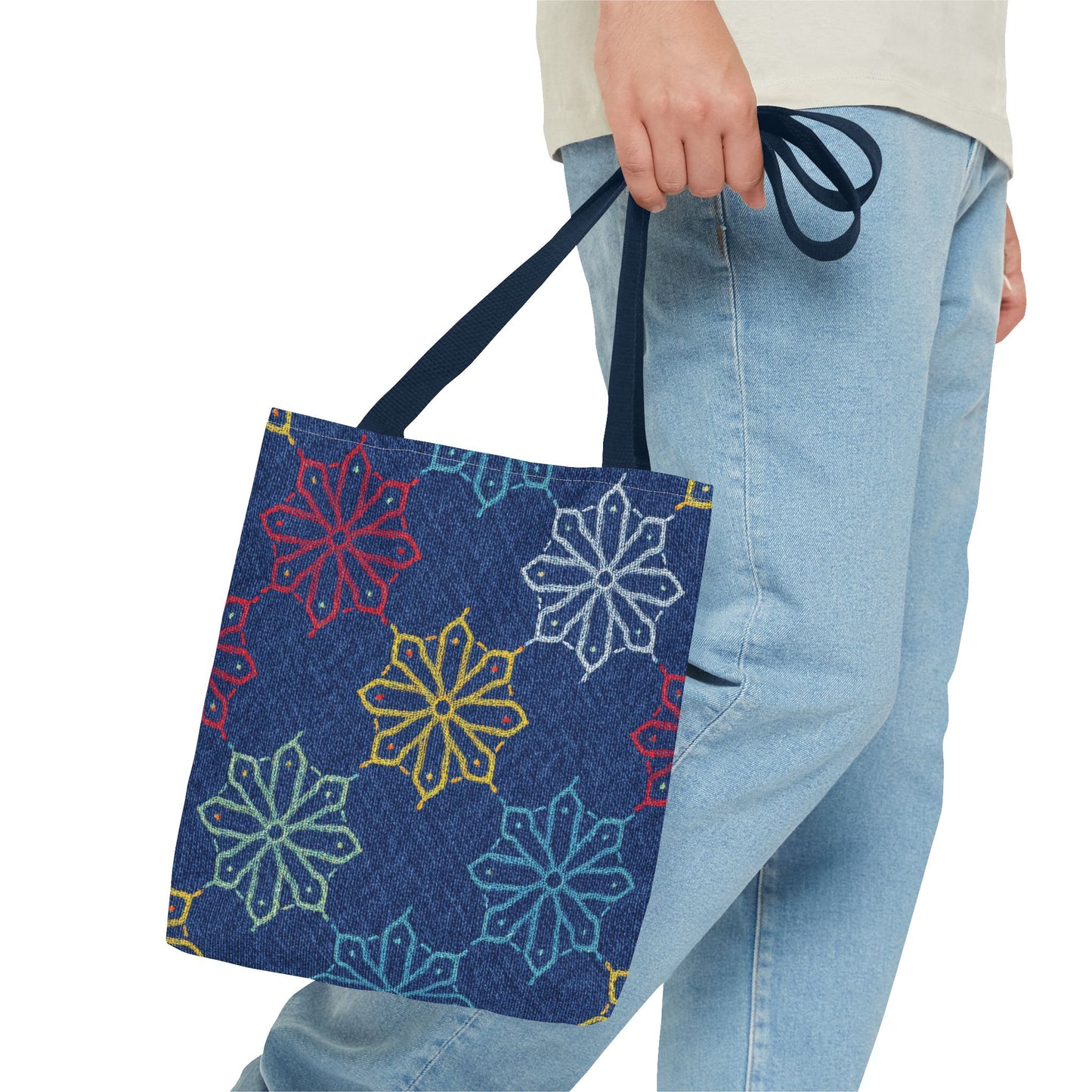 Diwali Graphic Denim Fabric Imitation Print Unisex Canvas Bag Poly Spun 3 Sizes Tote Bag 205-7