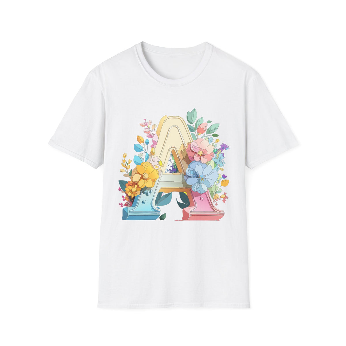 Floral Letter A Monogram T-Shirt | Botanical Initial Tee