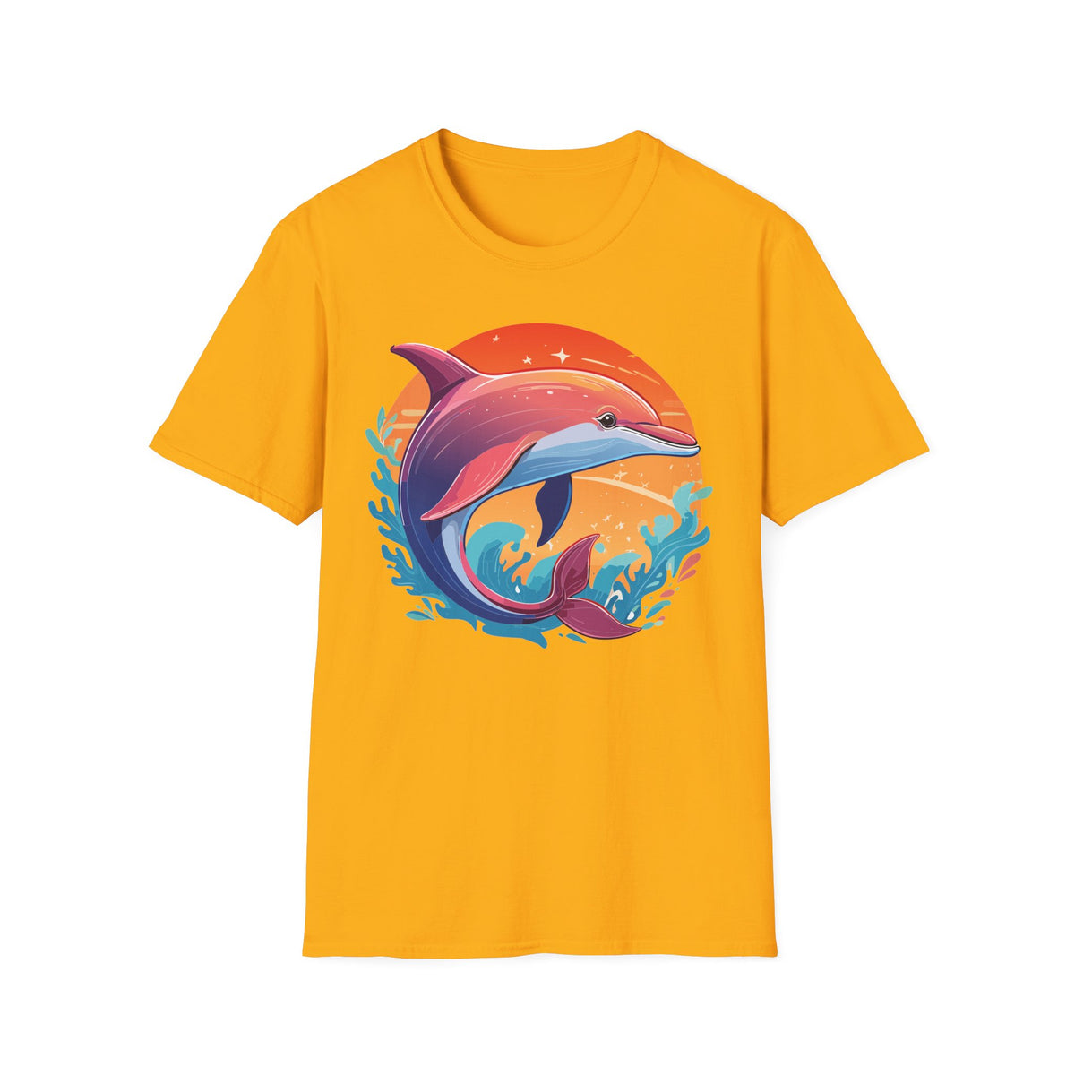 Sunset Dolphin Tee | Colorful Ocean Illustration Shirt