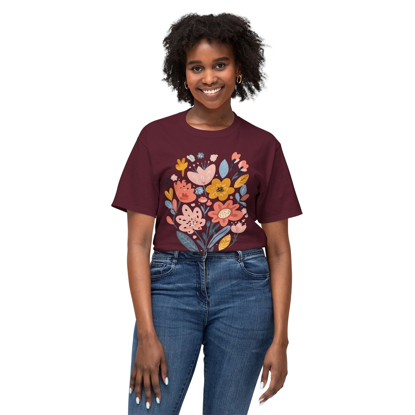 Unisex HD Cotton Floral Art Print T Shirt With Vintage Flowers Design Tee Premium Quality