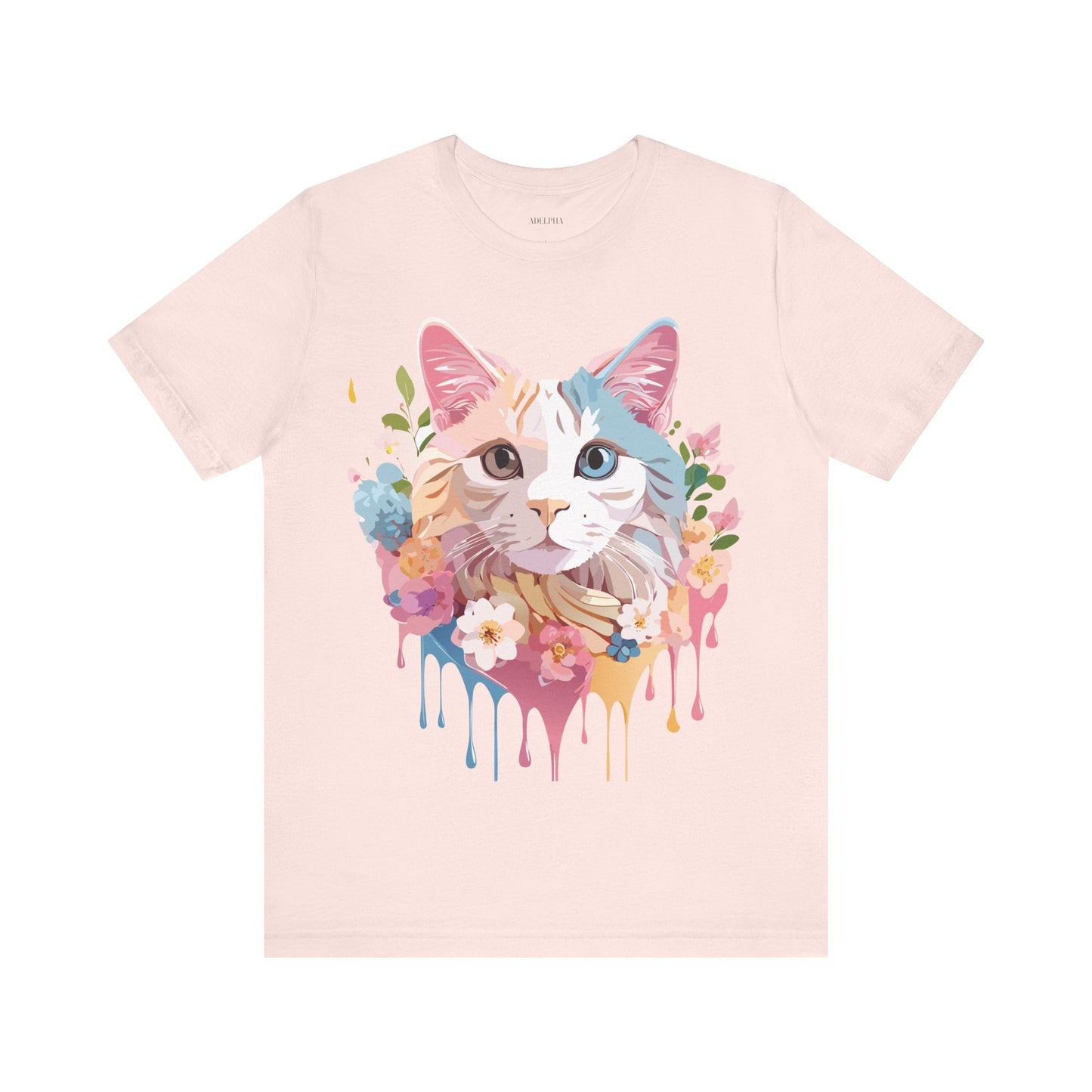 Cat Graphic Tee Unisex Short Sleeve Shirt With Adelpha Artwork