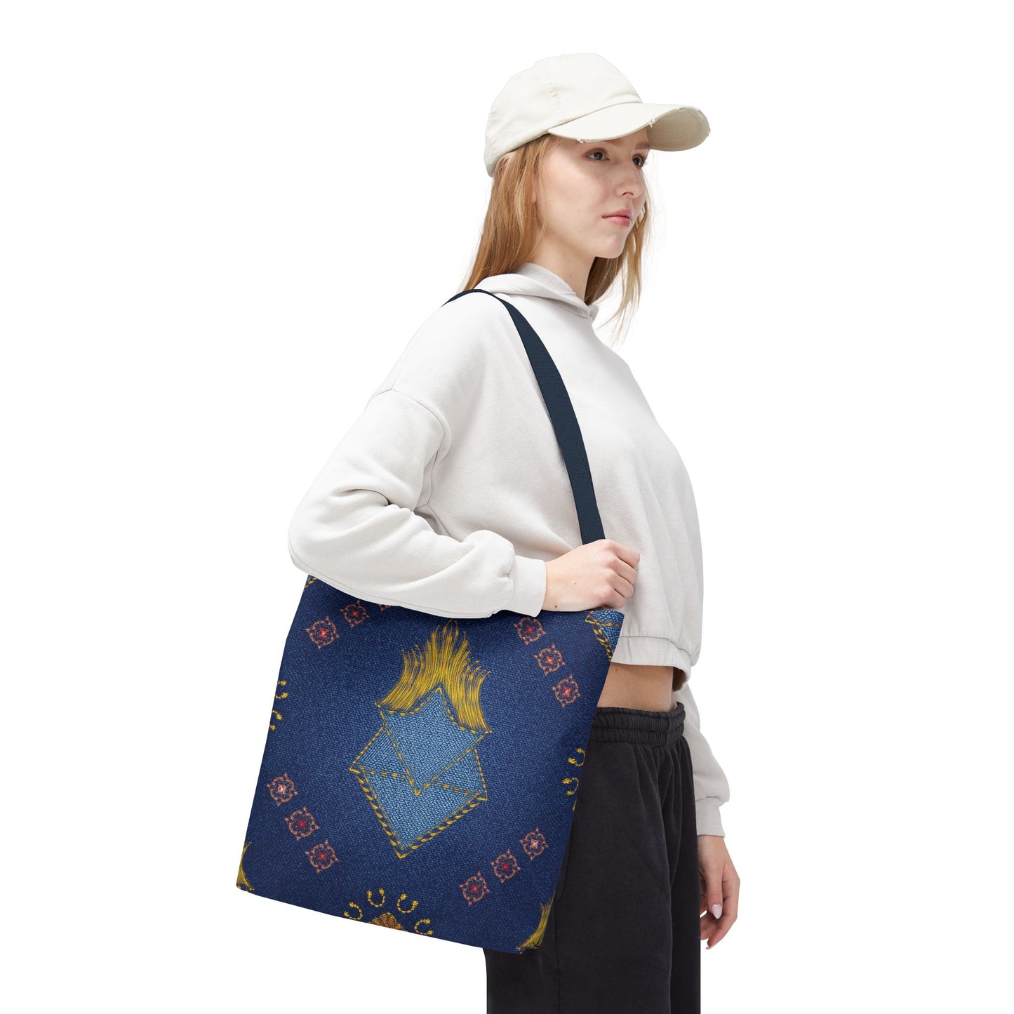 Diwali Graphic Denim Fabric Imitation Print Unisex Canvas Bag Poly Spun 3 Sizes Tote Bag 205-12