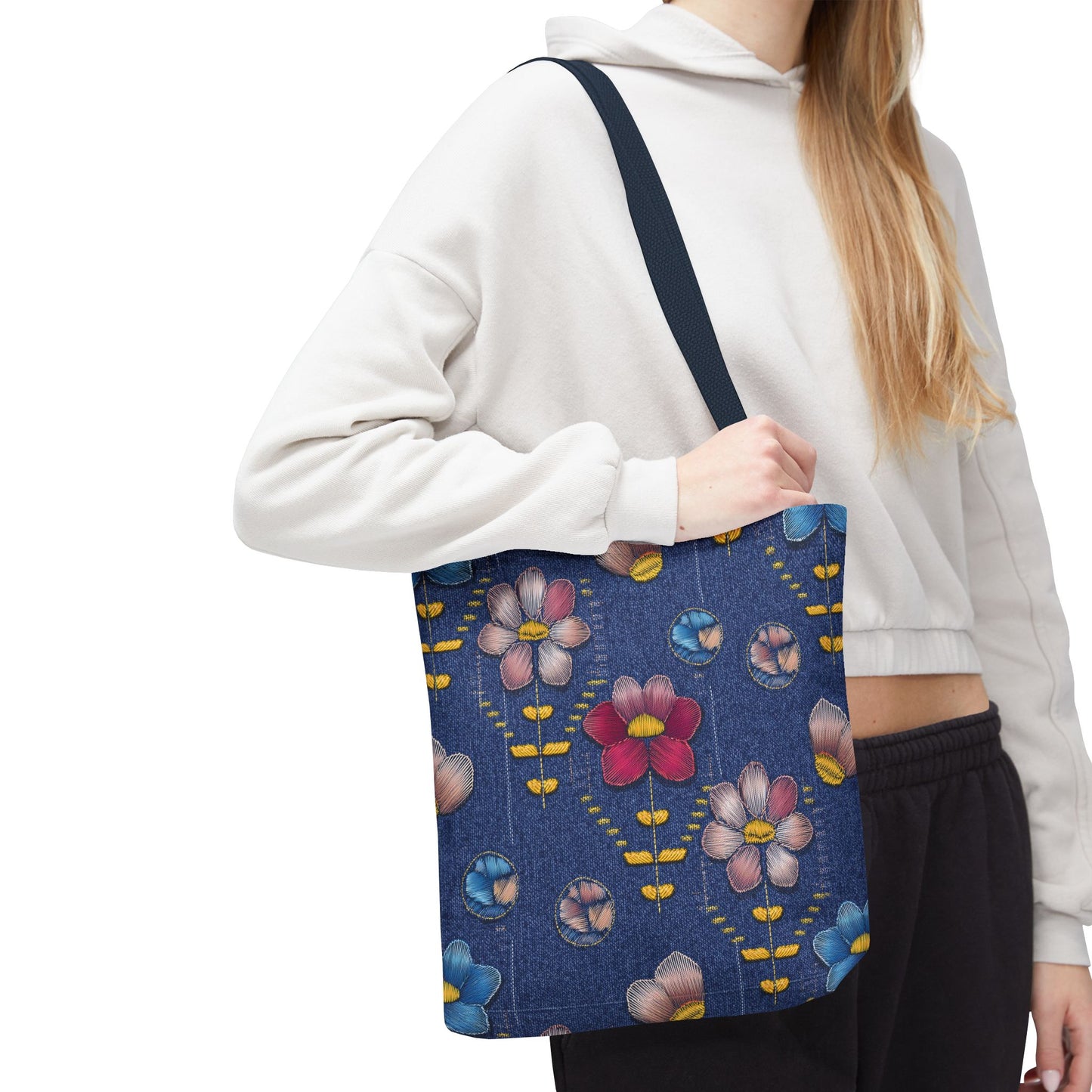 Denim Fabric Imitation Print Unisex Canvas Bag Poly Spun 3 Sizes Tote Bag 174