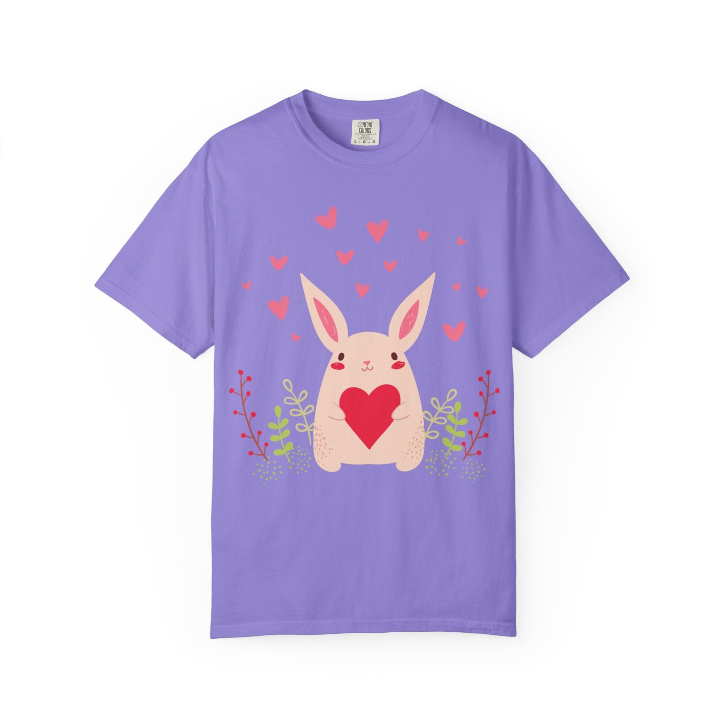 Easter Bunny Heart T-Shirt, Tee Shirt with Easter Signature, T Shirt with Easter Prints, Tee Shirt with Easter Design