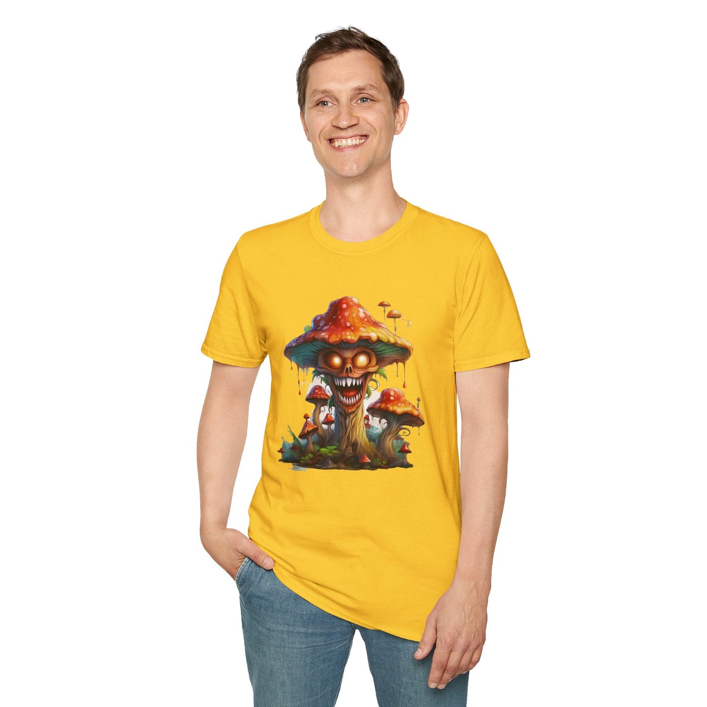 Mashroom Tee Shirt Unisex Softstyle 64000 100% Ring Spun Cotton with Funny Mushroom Artwork