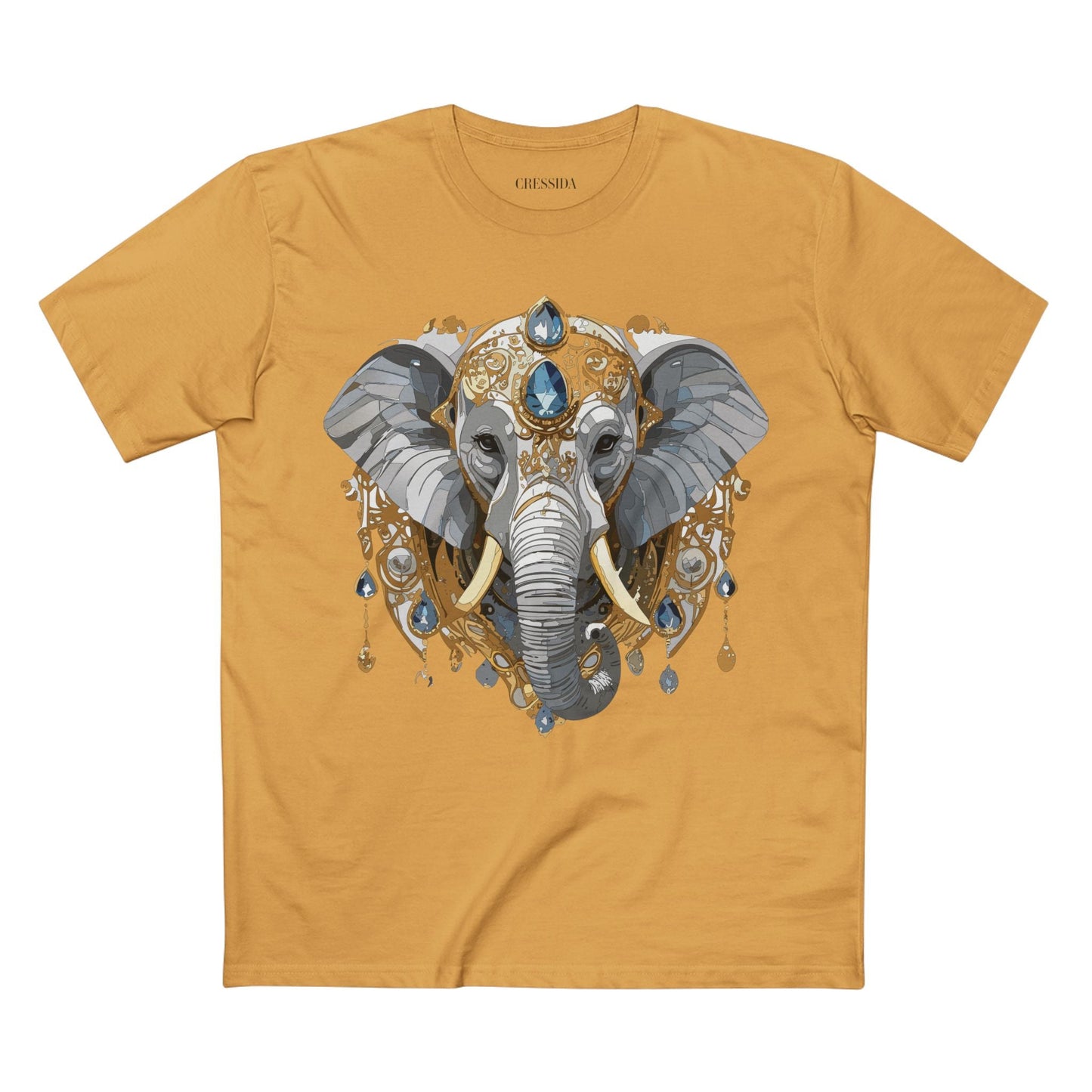Elephant Graphic Unisex 100 Cotton Tee With Unique Animal Golden Medallion Art Design 37