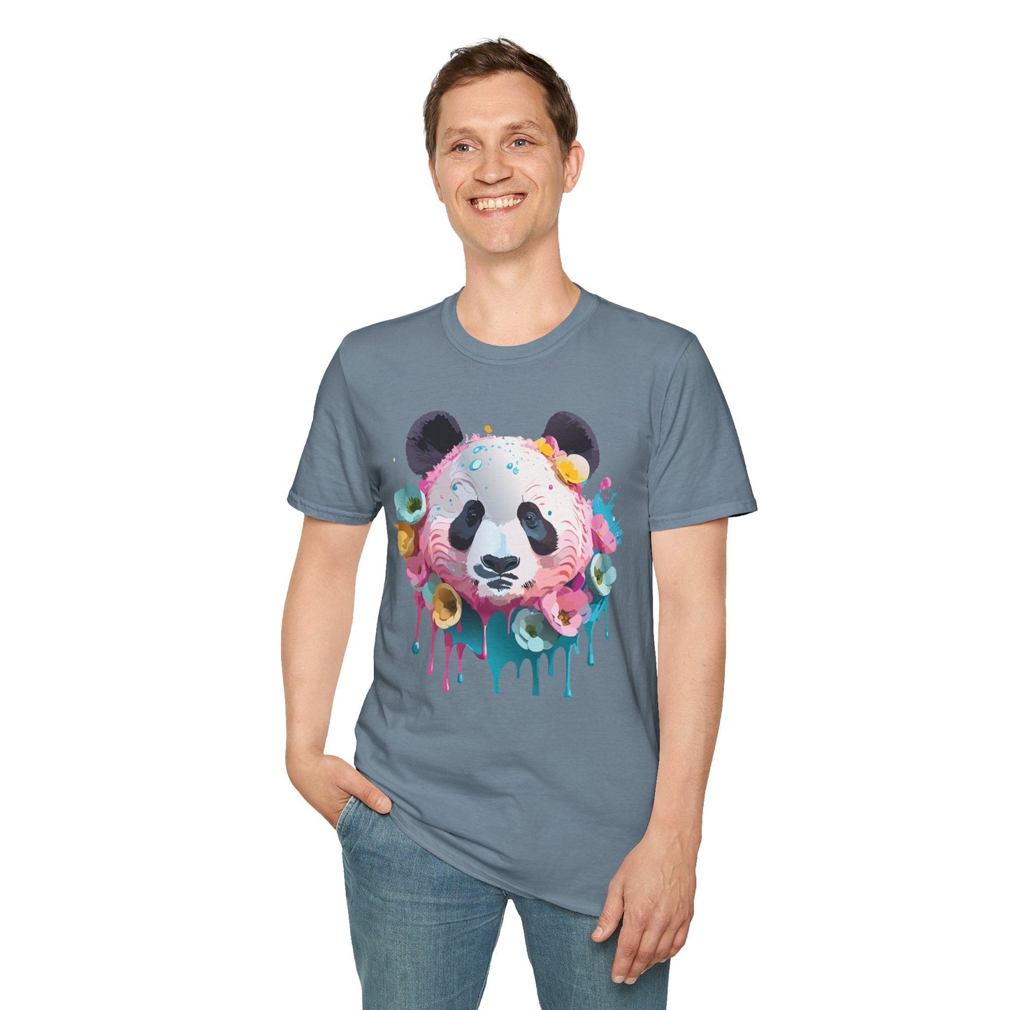 Panda Shirt Unisex T Shirt Graphic Tee Animal Print Gildan Softstyle 64000 100 Percent Cotton