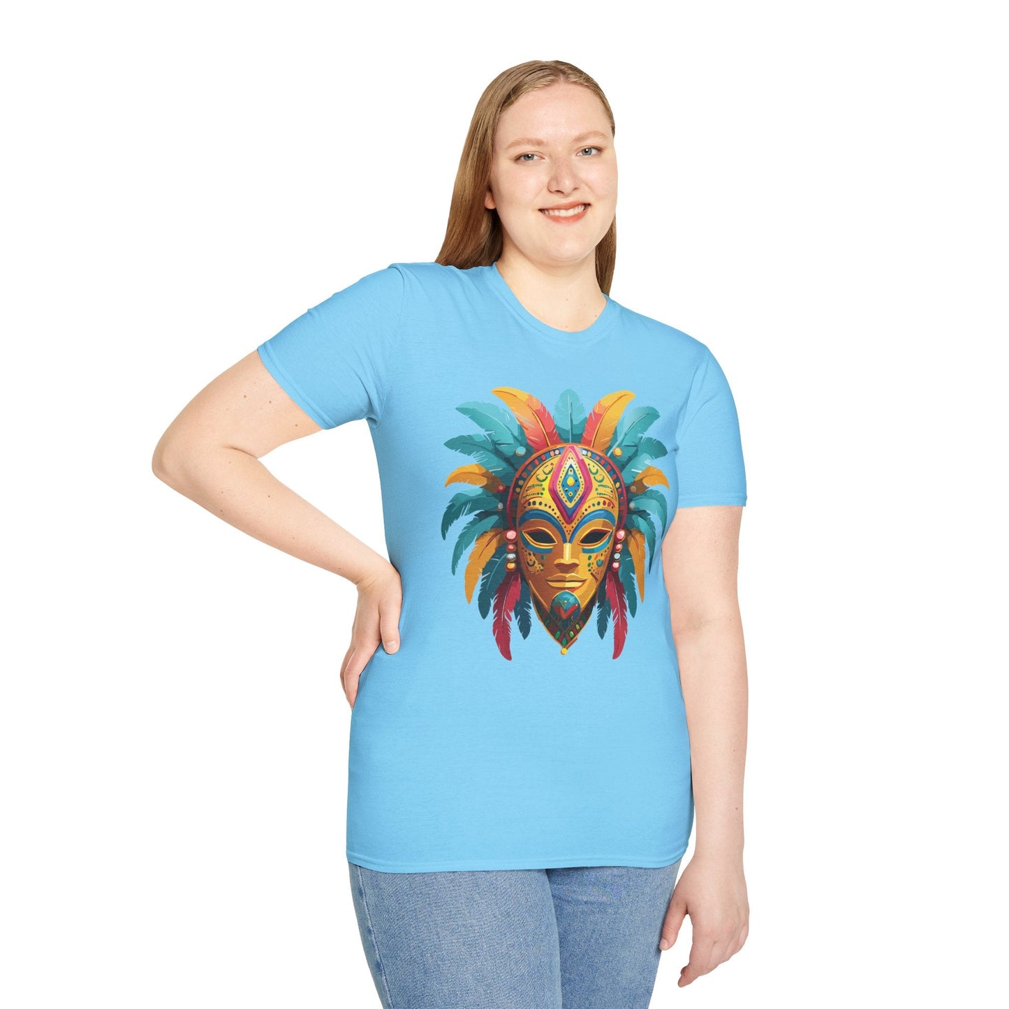Unisex Mask Tee Shirt Masquerade Design Softstyle Gildan 64000 Comfortable Cotton Tee
