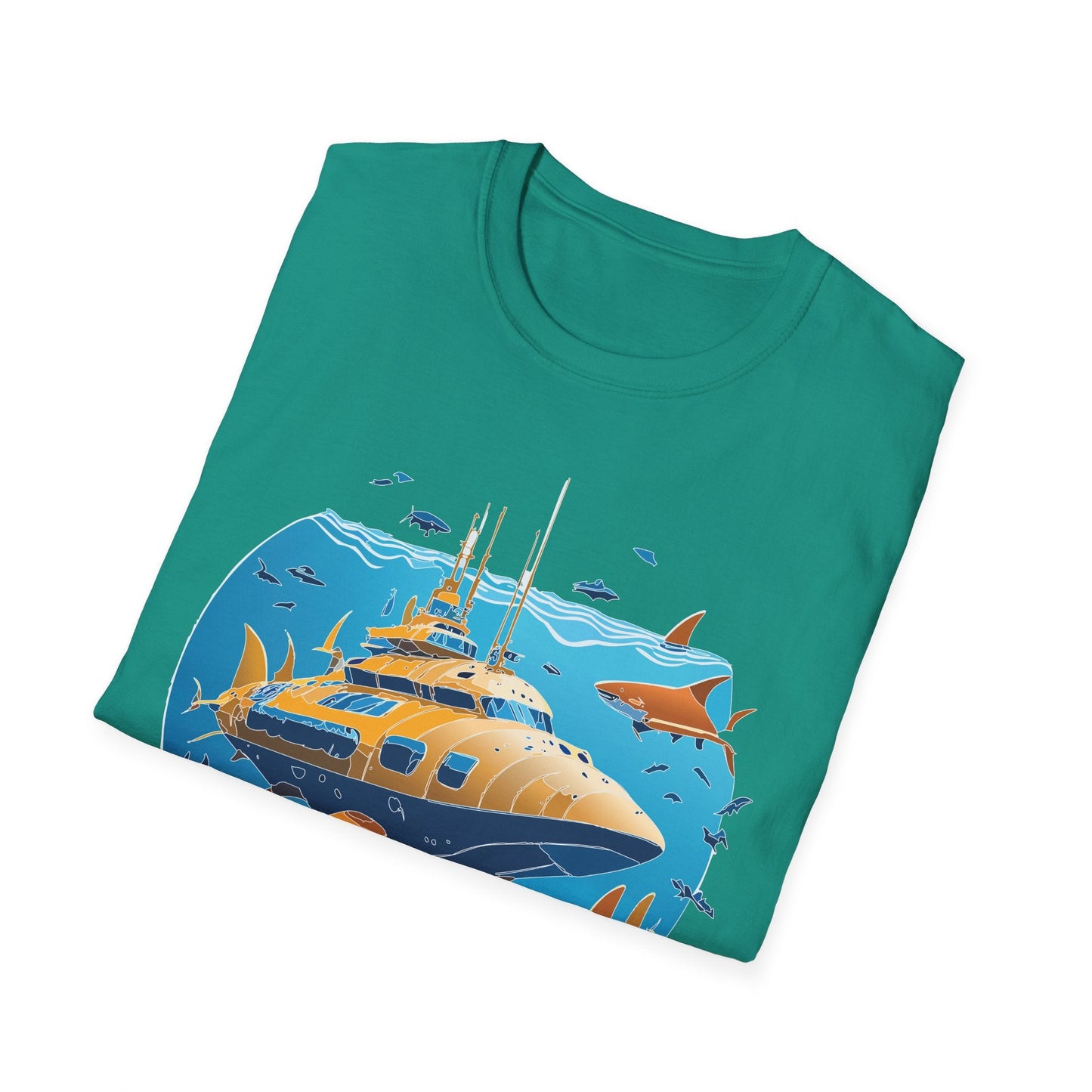 Ocean T Shirt Unisex Gildan Softstyle 64000 100 Percent Cotton Ring Spun U Boat Design Graphic