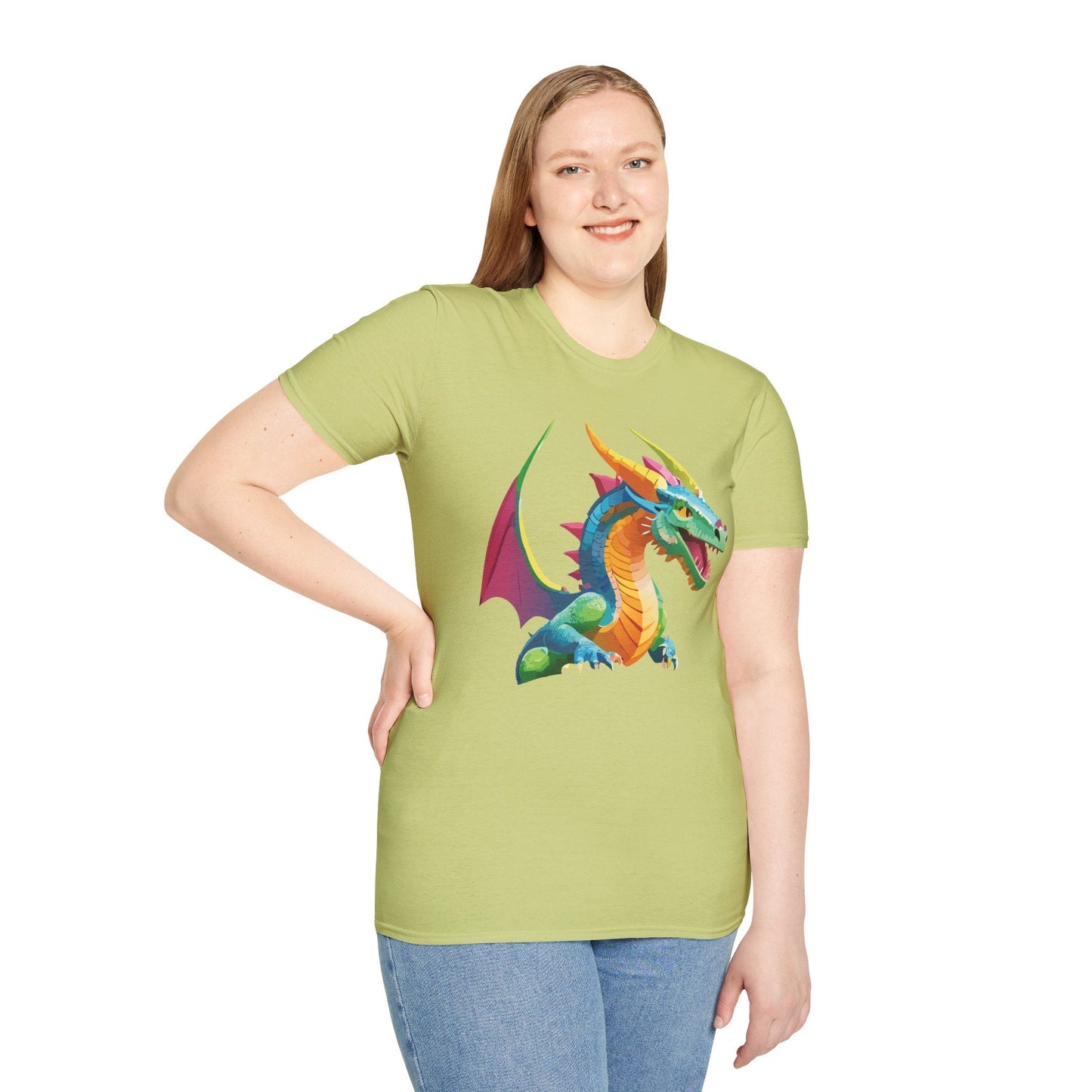 Unisex Dragon Graphic Tee Softstyle Short Sleeve T Shirt Made From Ring Spun Cotton