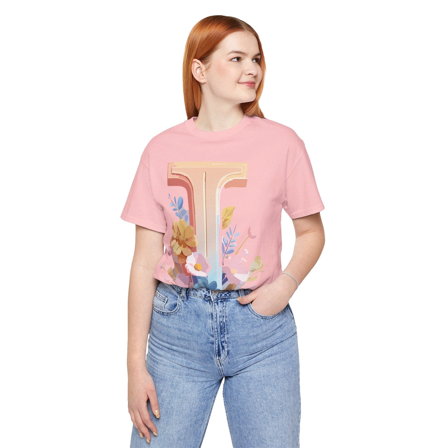 Vintage Inspired Letter I Shirt Unisex Graphic Tee Short Sleeve by Adelpha Premium
