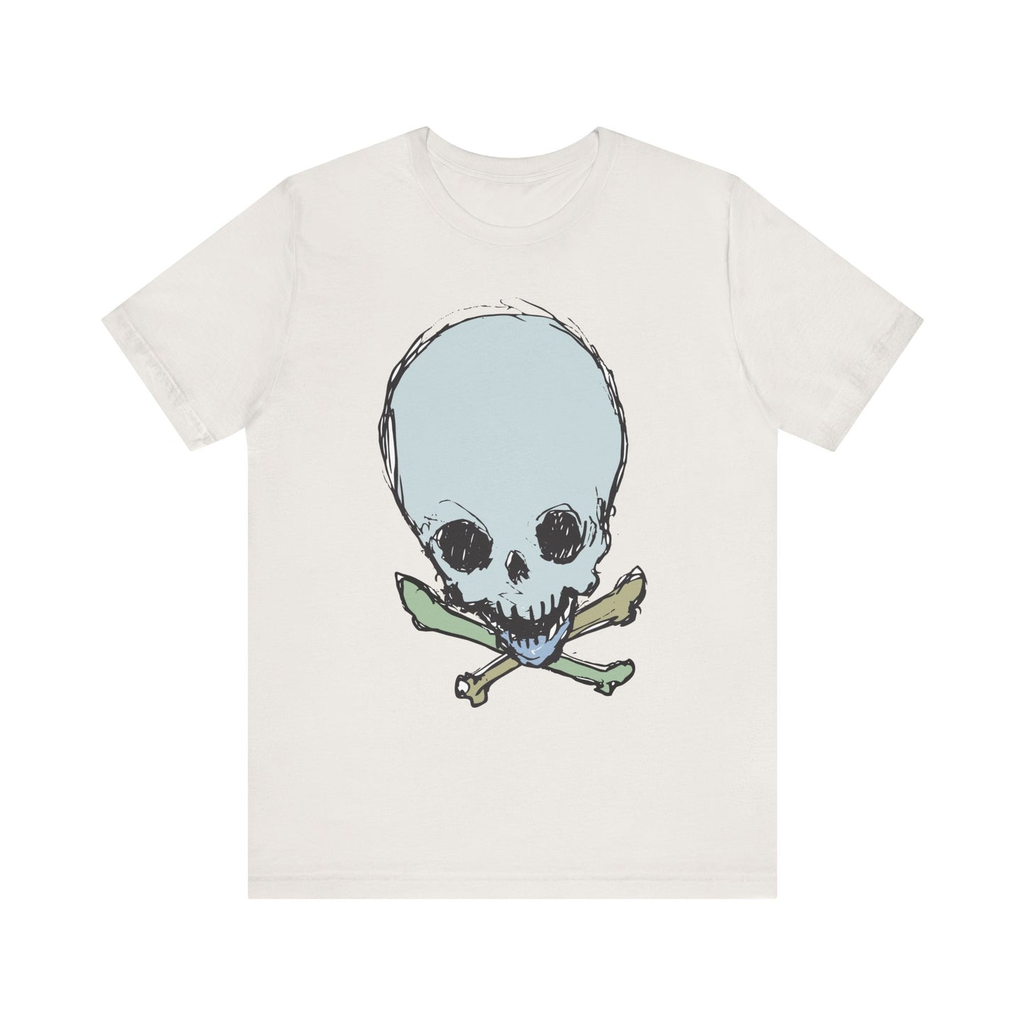 Lt Blue Skull Graphic Design Tee, Skull Shirt, Vintage Tees, Art Design T-Shirt, Vintage Graphic Tee, Art Shirts with Skulls