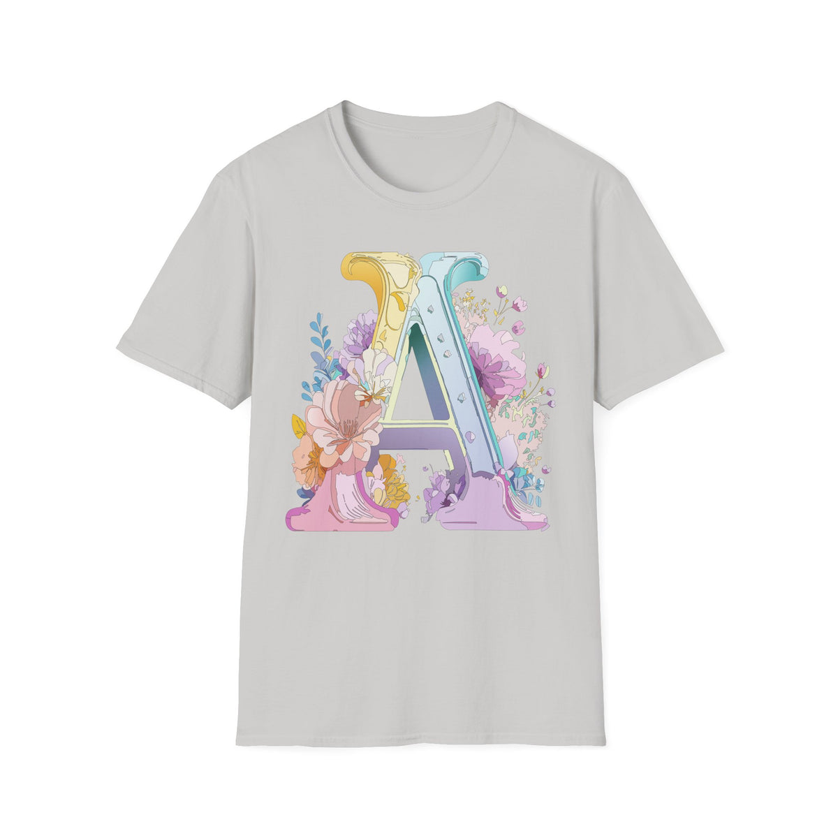 Floral Monogram A T-Shirt | Letter A Initial Tee, Botanical Alphabet Shirt