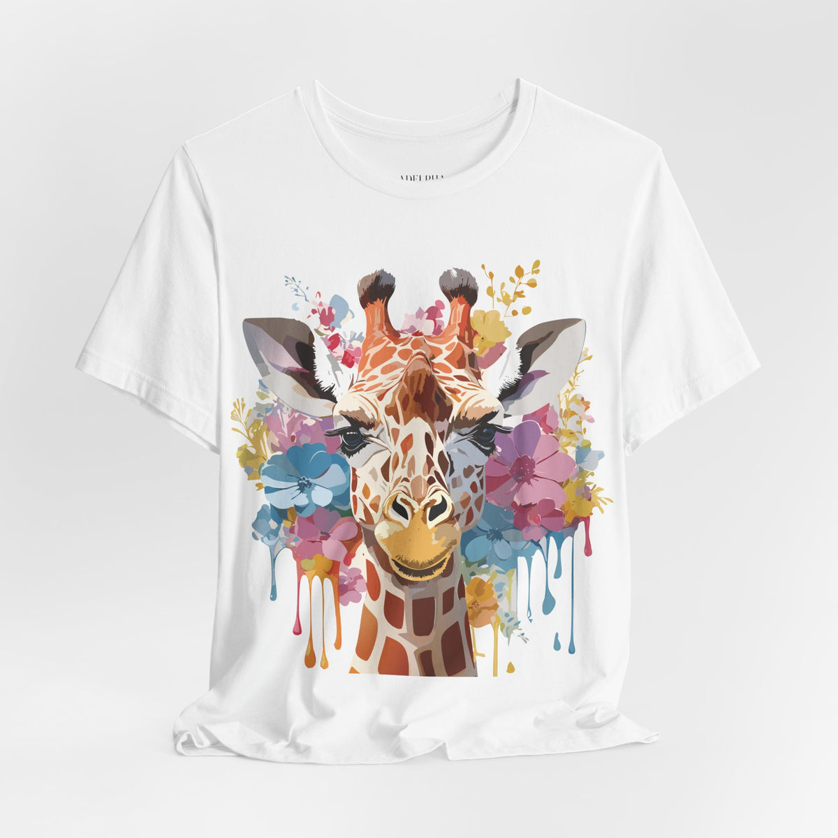 Giraffe Graphic Unisex Cotton Bella+Canvas Tee with Art Animal Design e18