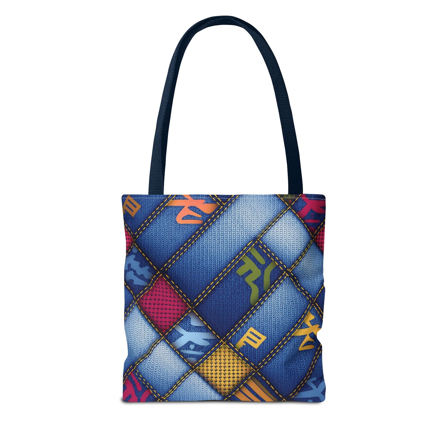Denim Fabric Imitation Print Unisex Canvas Bag Poly Spun 3 Sizes Tote Bag 186-4