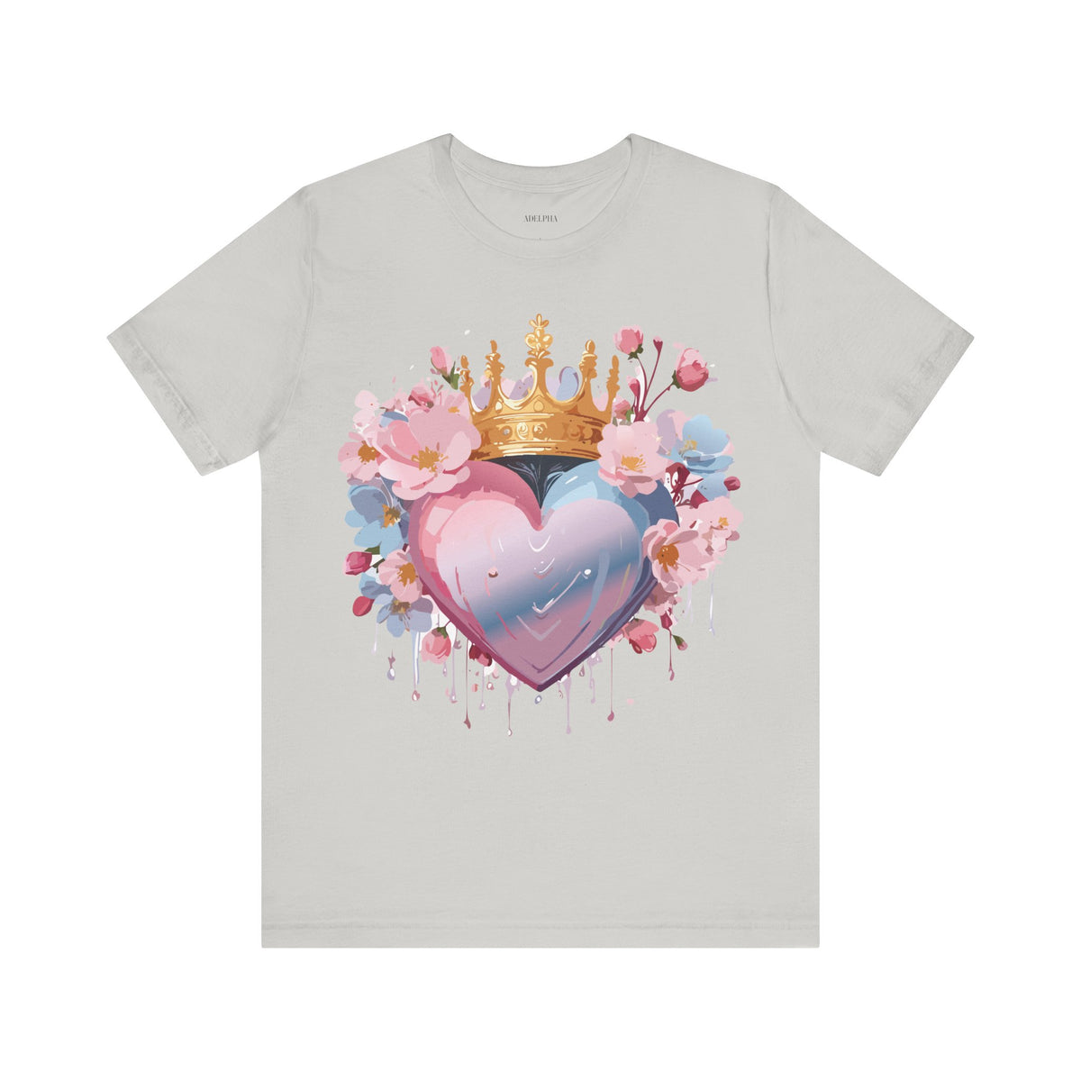 Valentine's Day Graphic Unisex Cotton Bella+Canvas Tee with Floral Art Design d131