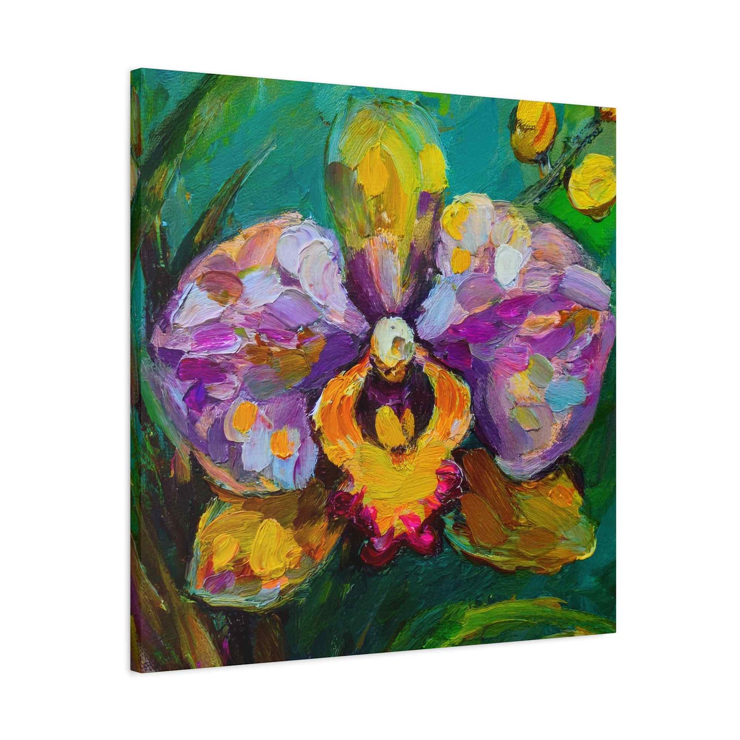 Purple Orchid Print Canvas, Floral Oil Paint Print 20x20, 24x24, 30x30, 32x32, 36x36 Art Design Pine-Wood Inner Frame MC-131