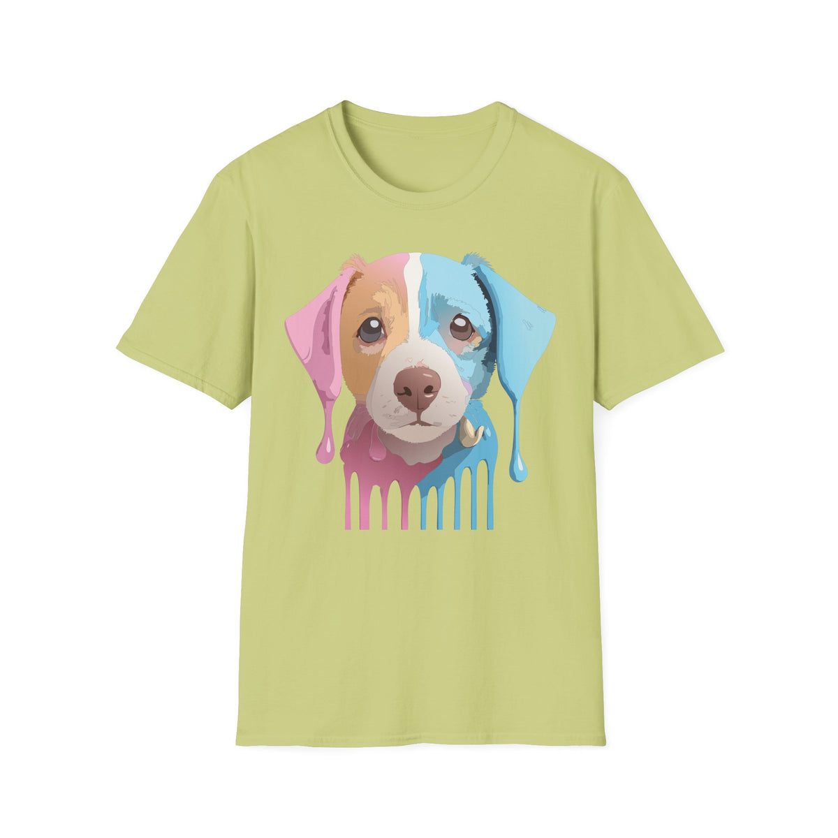 Colorful Drip Puppy Portrait T-Shirt | Pastel Pop Dog Tee