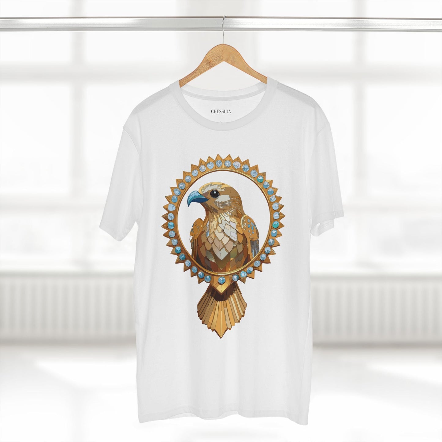 Bird Graphic Unisex 100 Cotton Tee With Unique Animal Golden Medallion Art Design 18