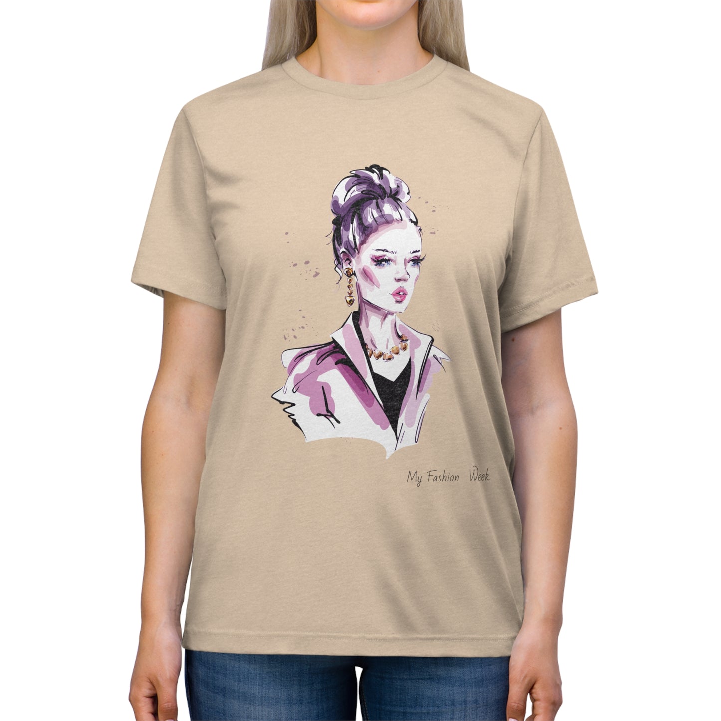 T-shirt tri-mélange avec motif artistique