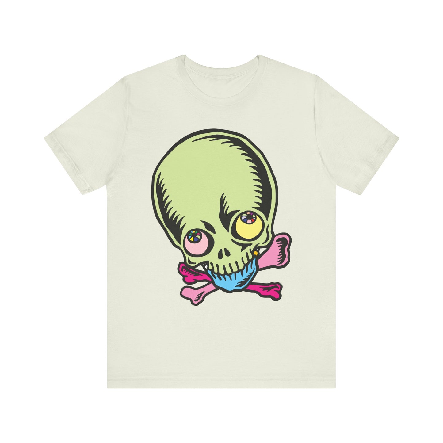 Lt Green Skull Graphic Design Tee, Skull Shirt, Vintage Tees, Art Design T-Shirt, Vintage Graphic Tee, Art Shirts with Skulls
