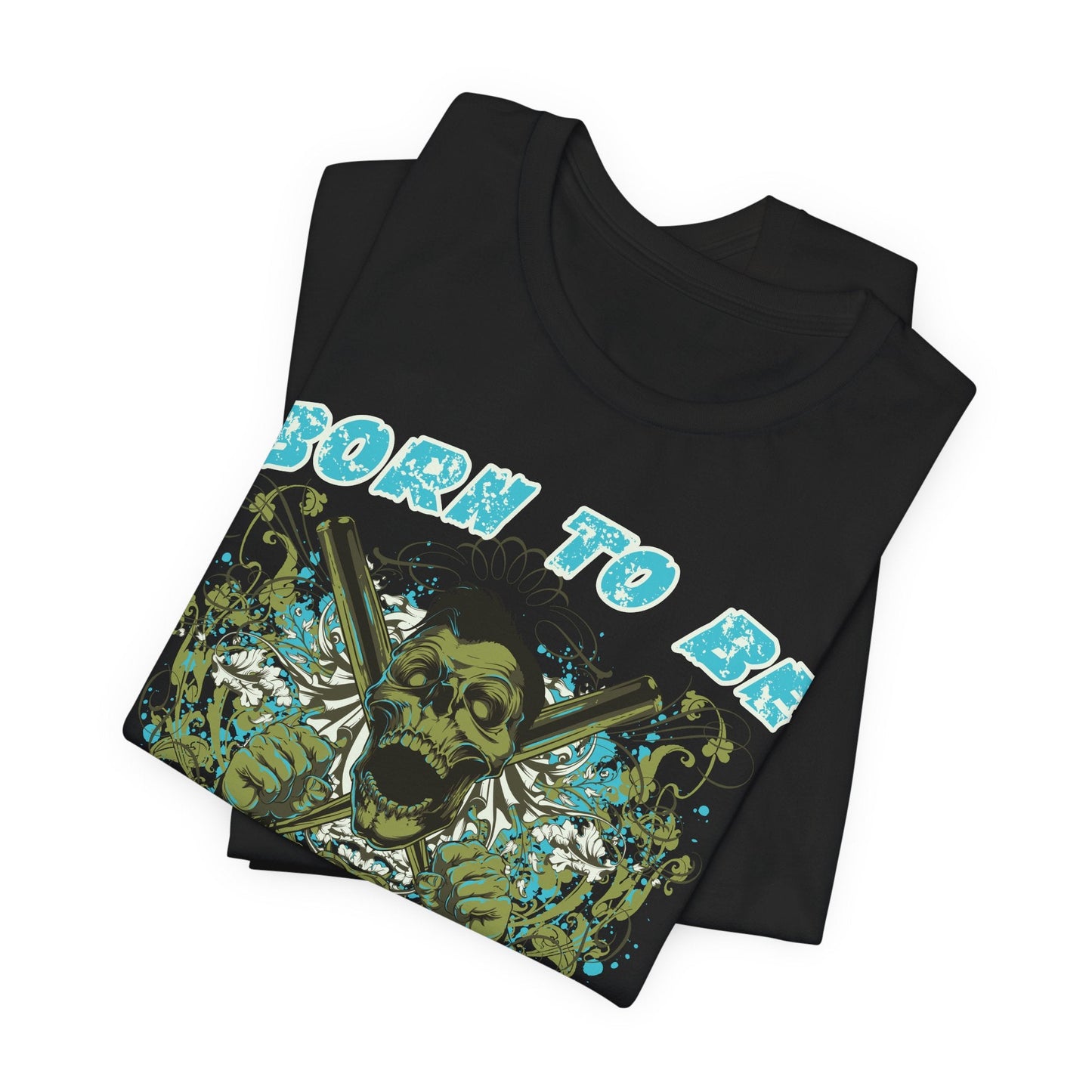 Born To Be Cage Fighter Tee Skull Crossed Knives Graphic T-Shirt