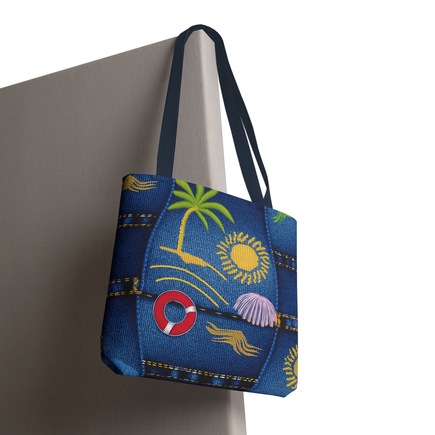 Denim Fabric Imitation Print Unisex Canvas Bag Poly Spun 3 Sizes Tote Bag 182-5