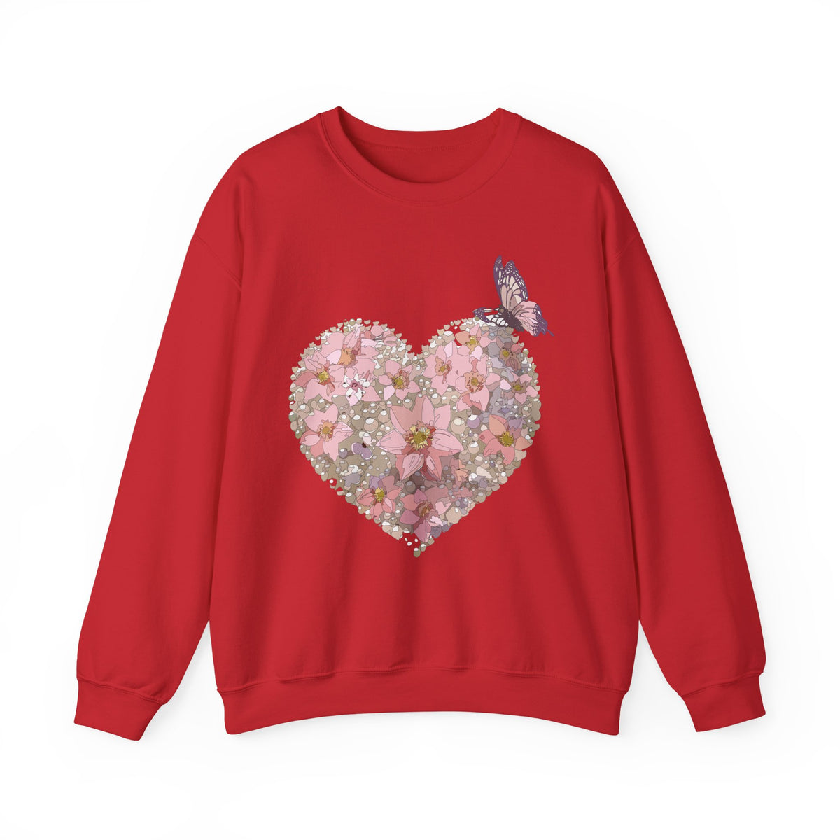Floral Heart Love Graphic Valentine's Day Sweatshirt Unisex 50/50 Cotton-Poly Sweatshirt w29