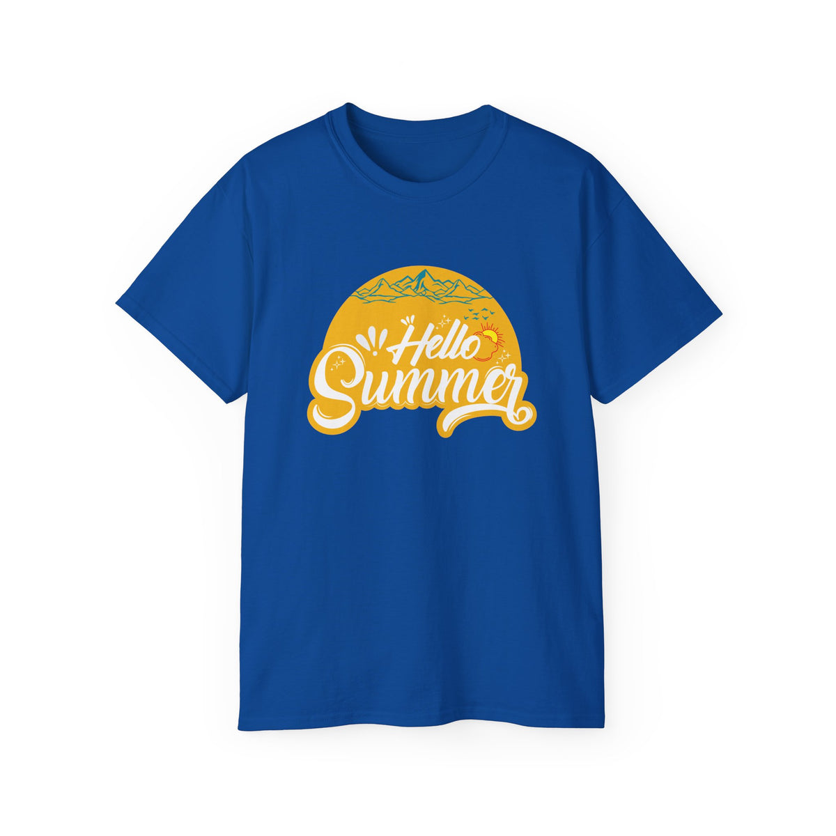 Hello Summer graphic Tee | Retro sun script design, black t-shirt