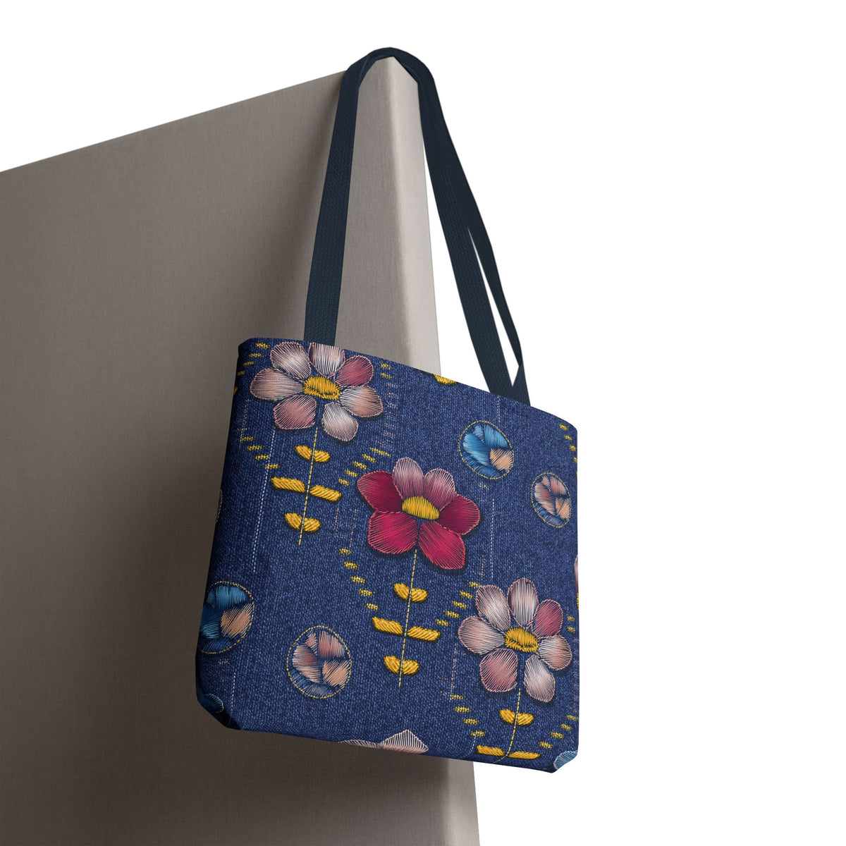 Denim Fabric Imitation Print Unisex Canvas Bag Poly Spun 3 Sizes Tote Bag 159-16