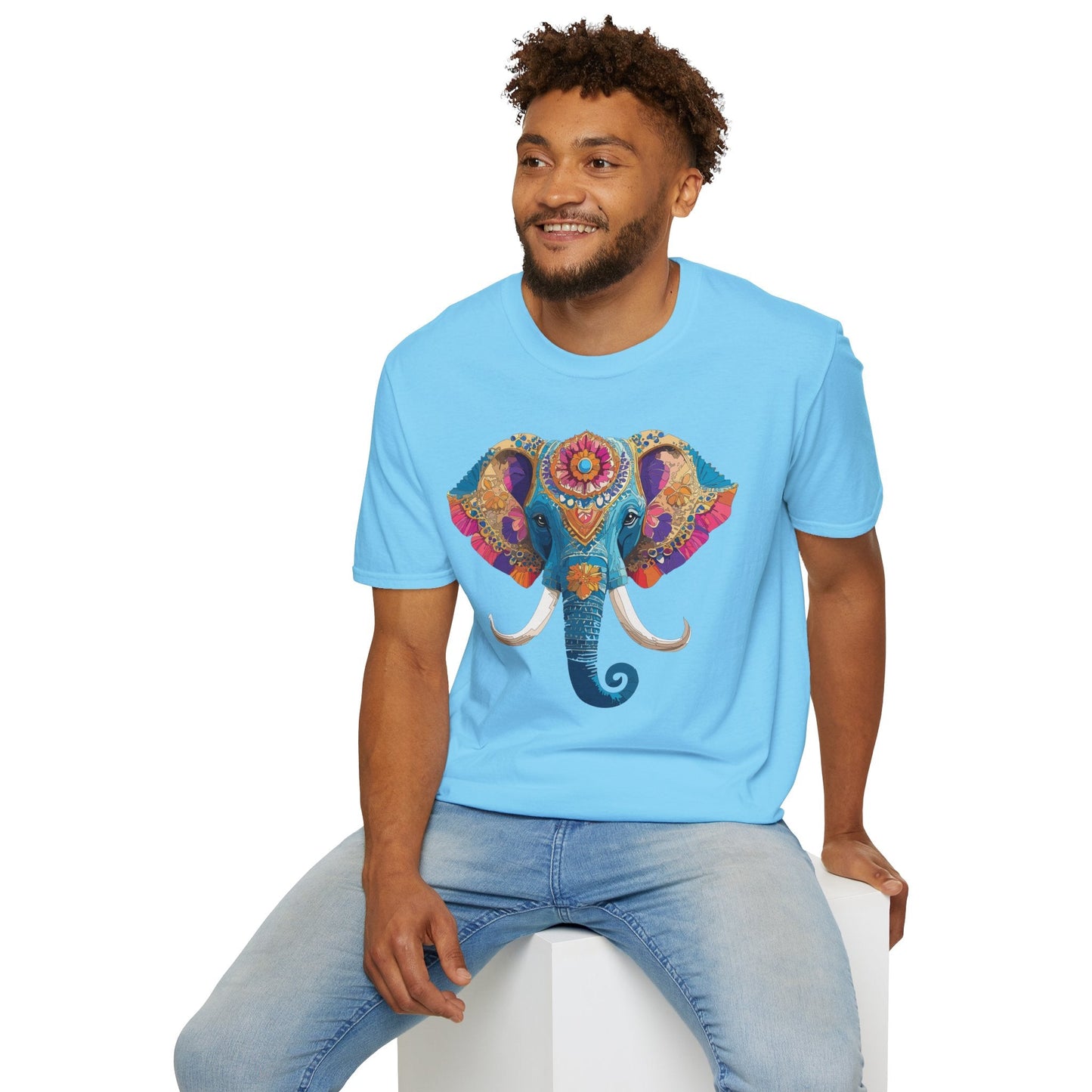 Unisex Elephant Graphic Tee Gildan Softstyle Cotton T Shirt Animal Print Comfortable Wear