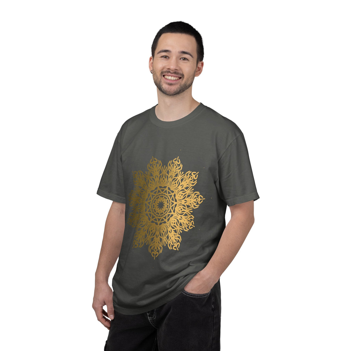 Unisex Garment Dyed Cotton T-Shirt with Mandala Graphic Design