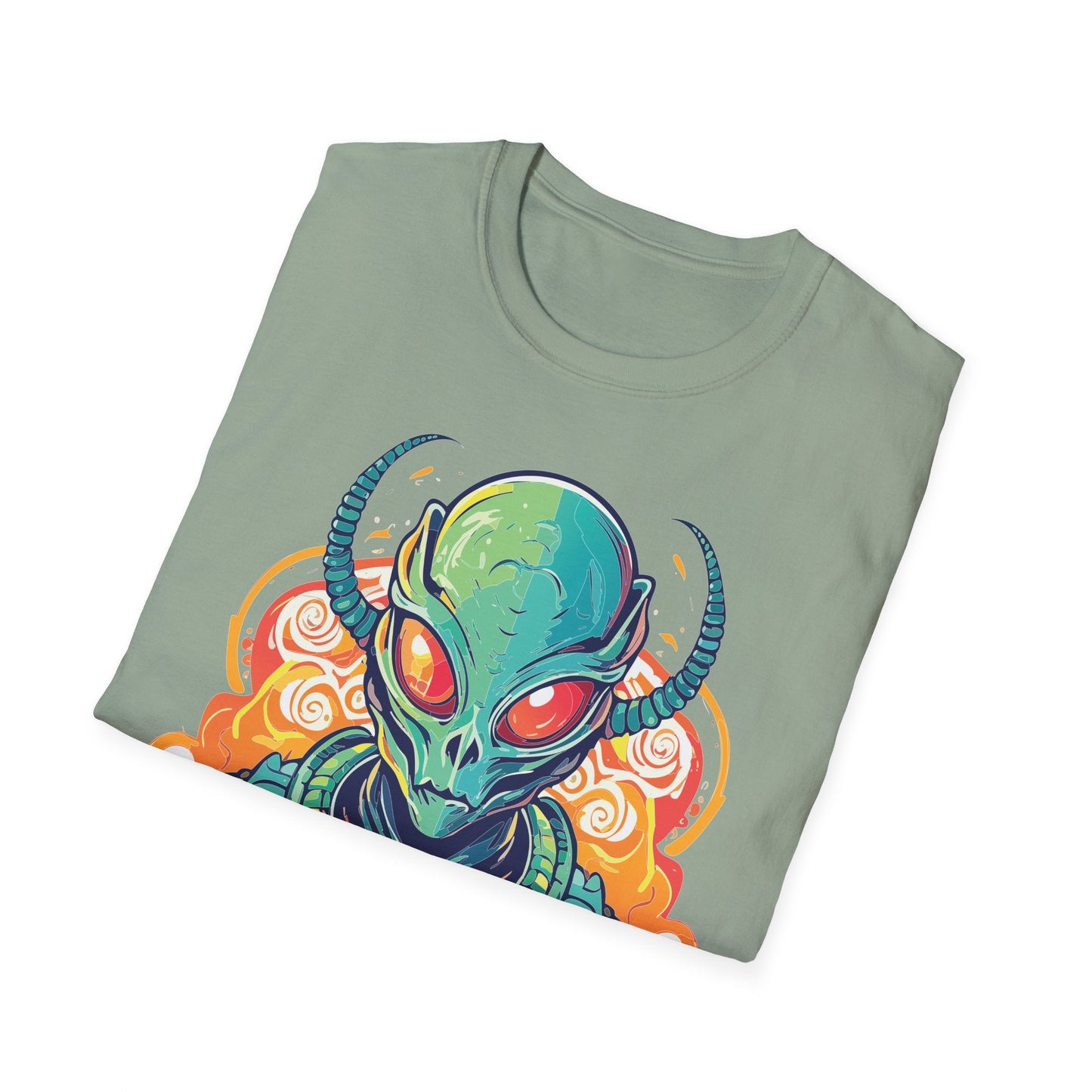 Cosmos Alien T Shirt Unisex Softstyle Cotton Tee With Space Artwork Graphic Design