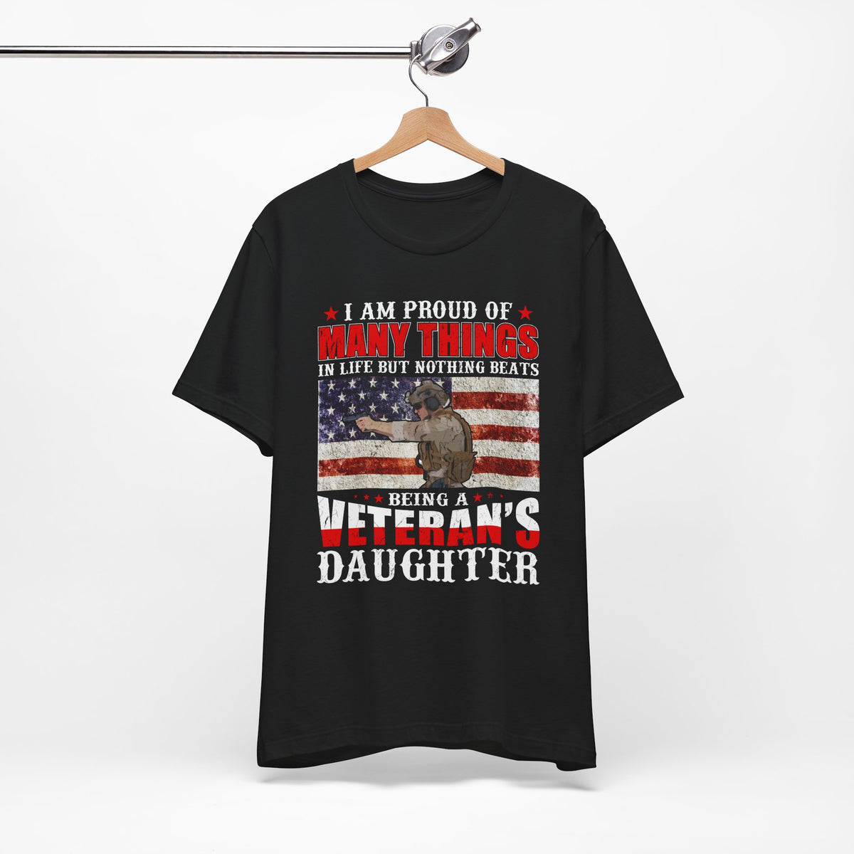 Veteran's Daughter T-Shirt American Flag Military Proud  Unisex Cotton Tee v28