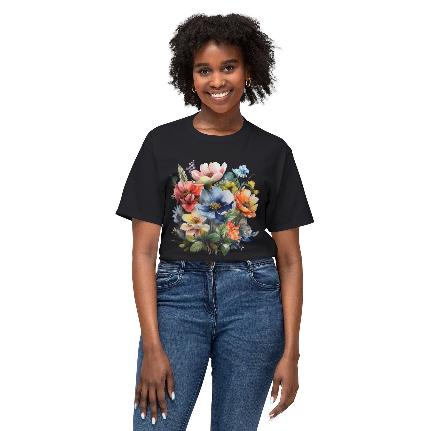 Unisex Floral T Shirt With Vintage Flower Art Print Premium Cotton Tee Soft Breathable Everyday Wear