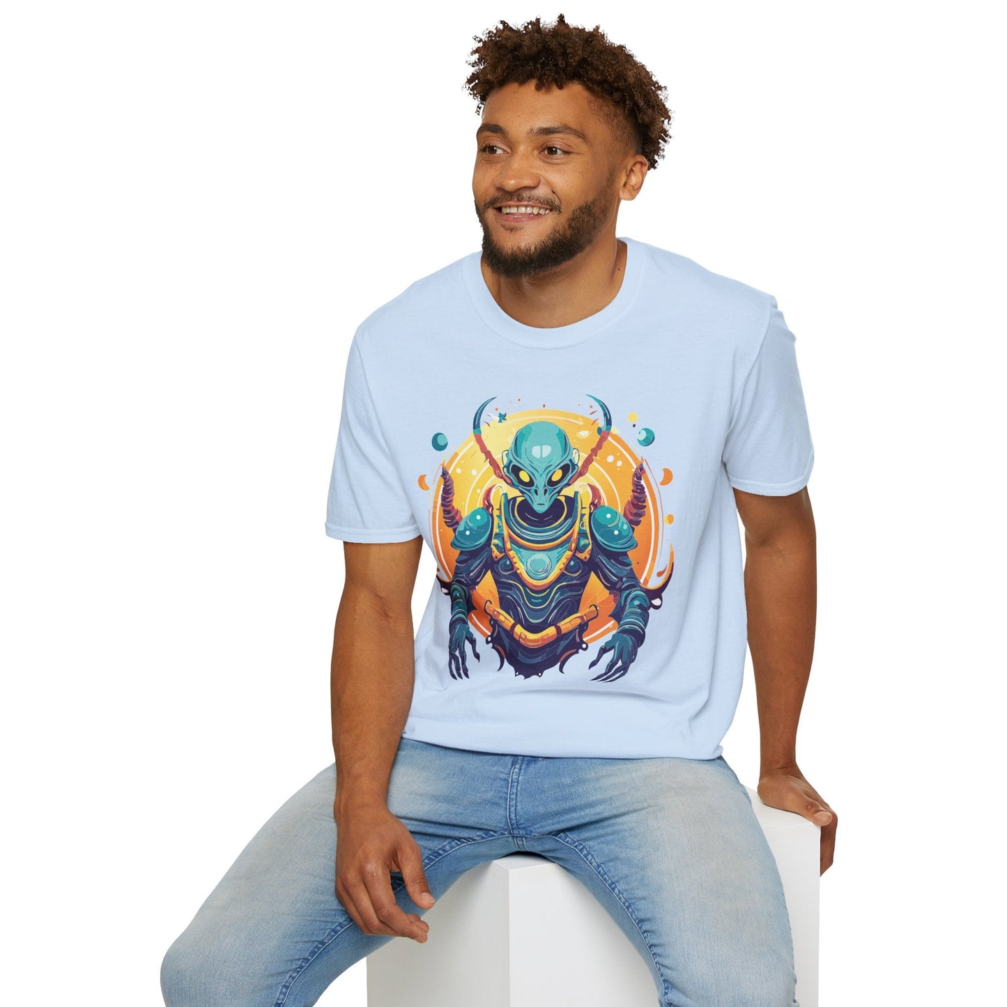 Alien Graphic Unisex Cotton Softstyle UFO Artwork Tee 16