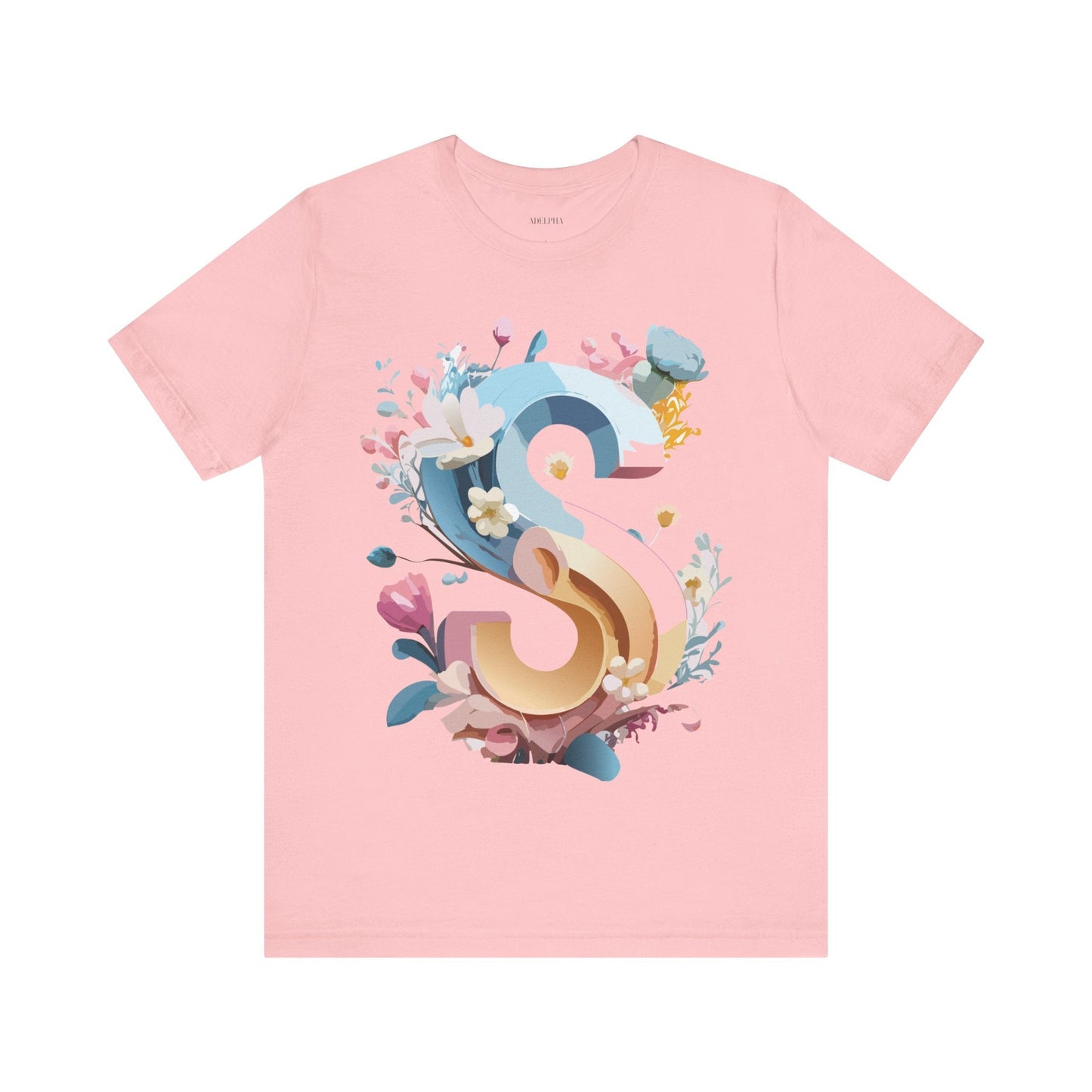 Letter S Shirt Graphic Tee Unisex Short Sleeve Vintage Inspired Adelpha Art Design