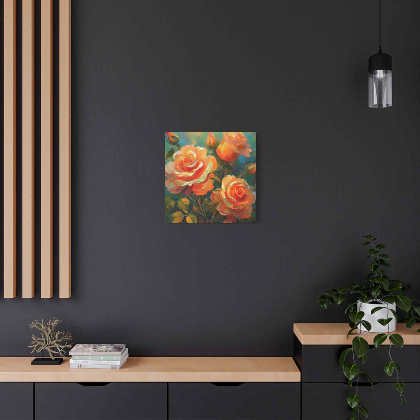 Orange Roses Print Canvas, Roses Oil Paint Print 20x20, 24x24, 30x30, 32x32, 36x36, Floral Art Design Print Non-Frame MC-16