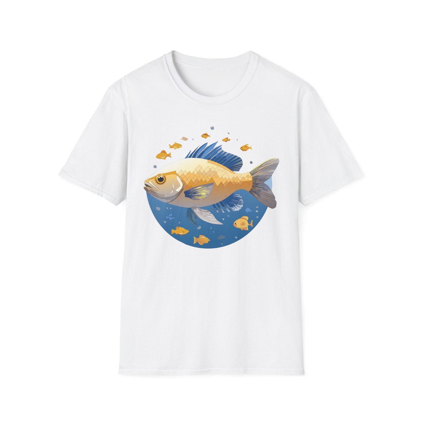 Fish Art Graphic Tee Shirt Unisex Gildan Softstyle 64000 100 Percent Ring Spun Cotton